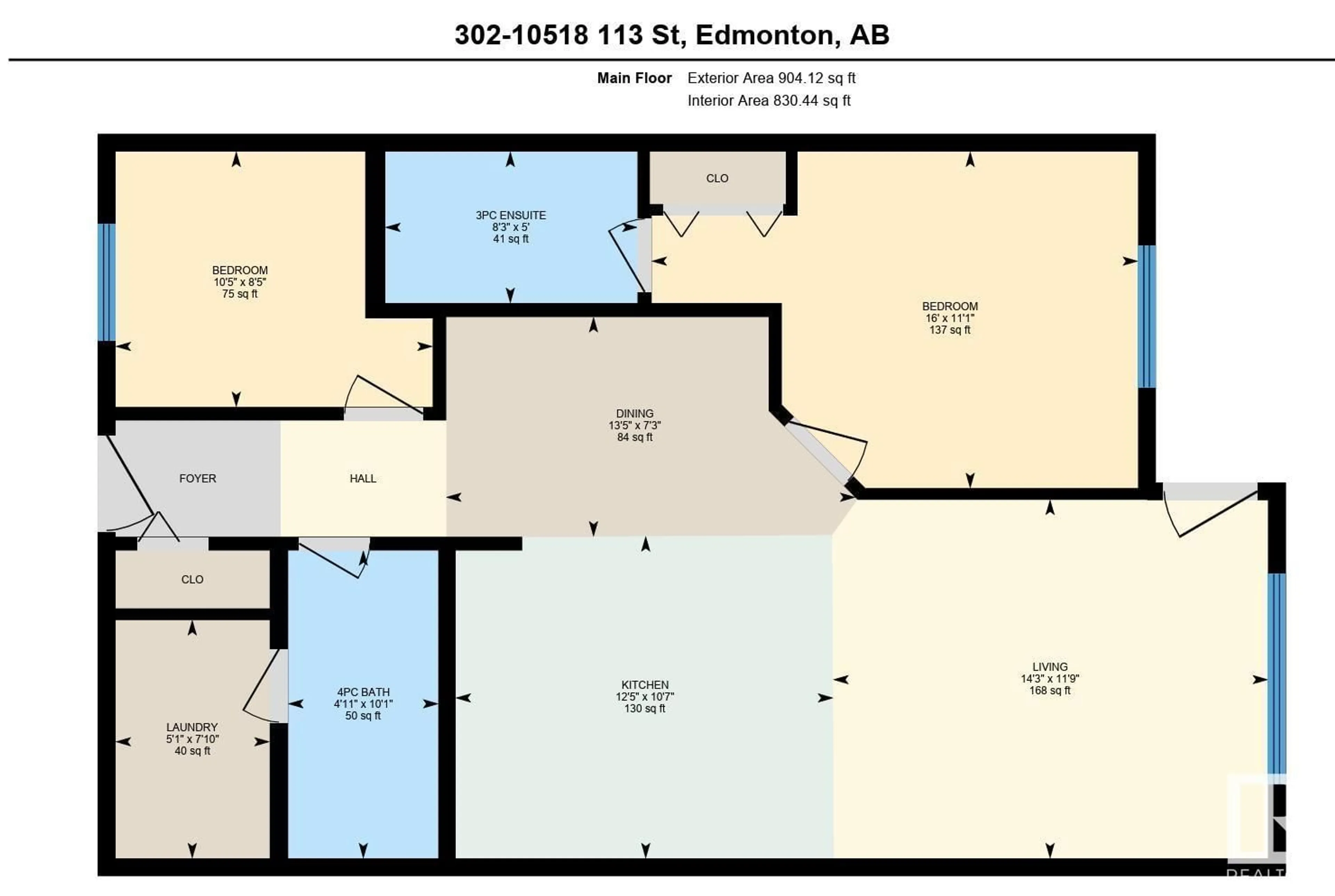 Floor plan for #302 - 10518 113 ST, Edmonton Alberta T5H0C6