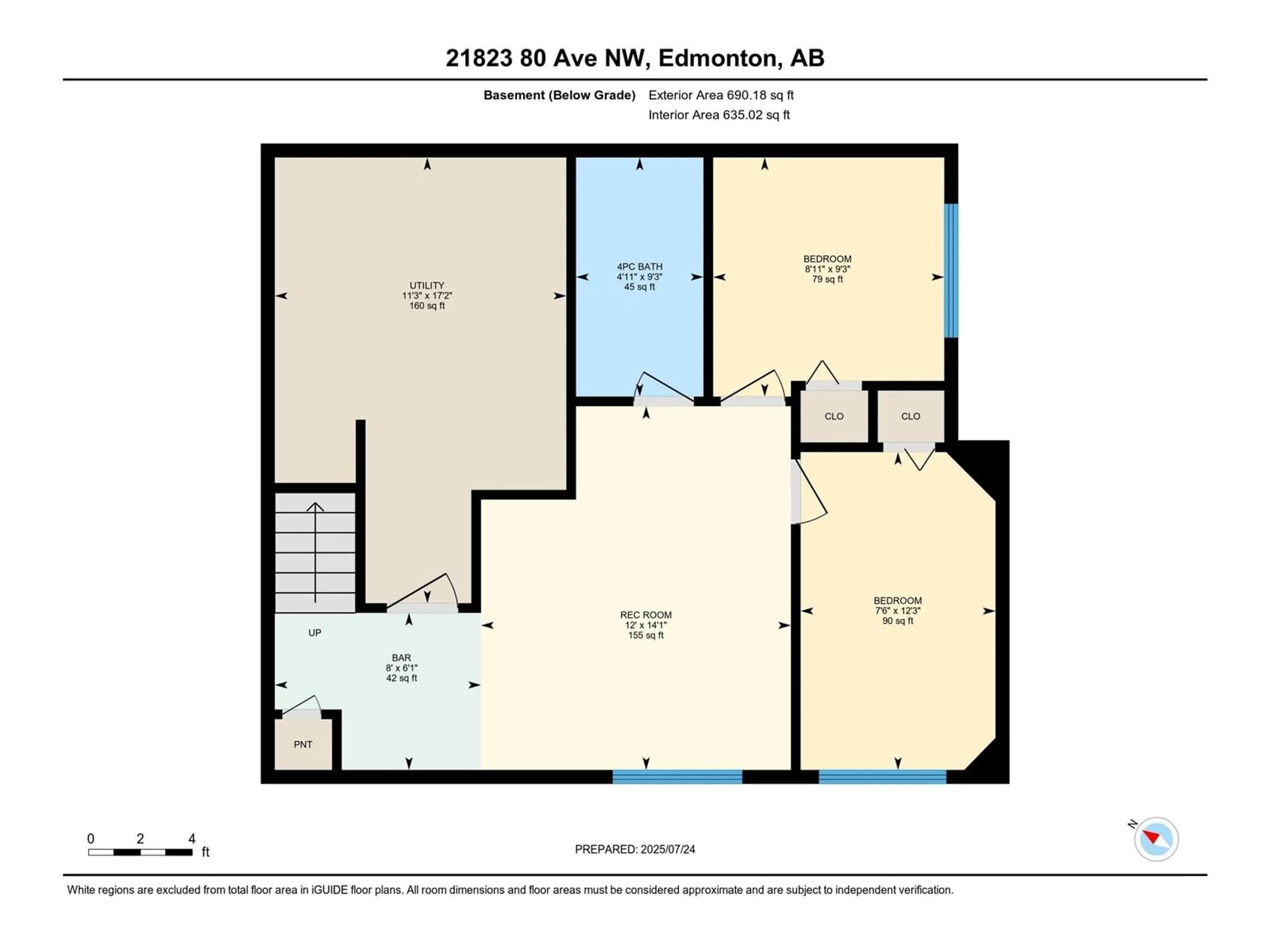 Floor plan for NW - 21823 80 AV, Edmonton Alberta T5T4S2
