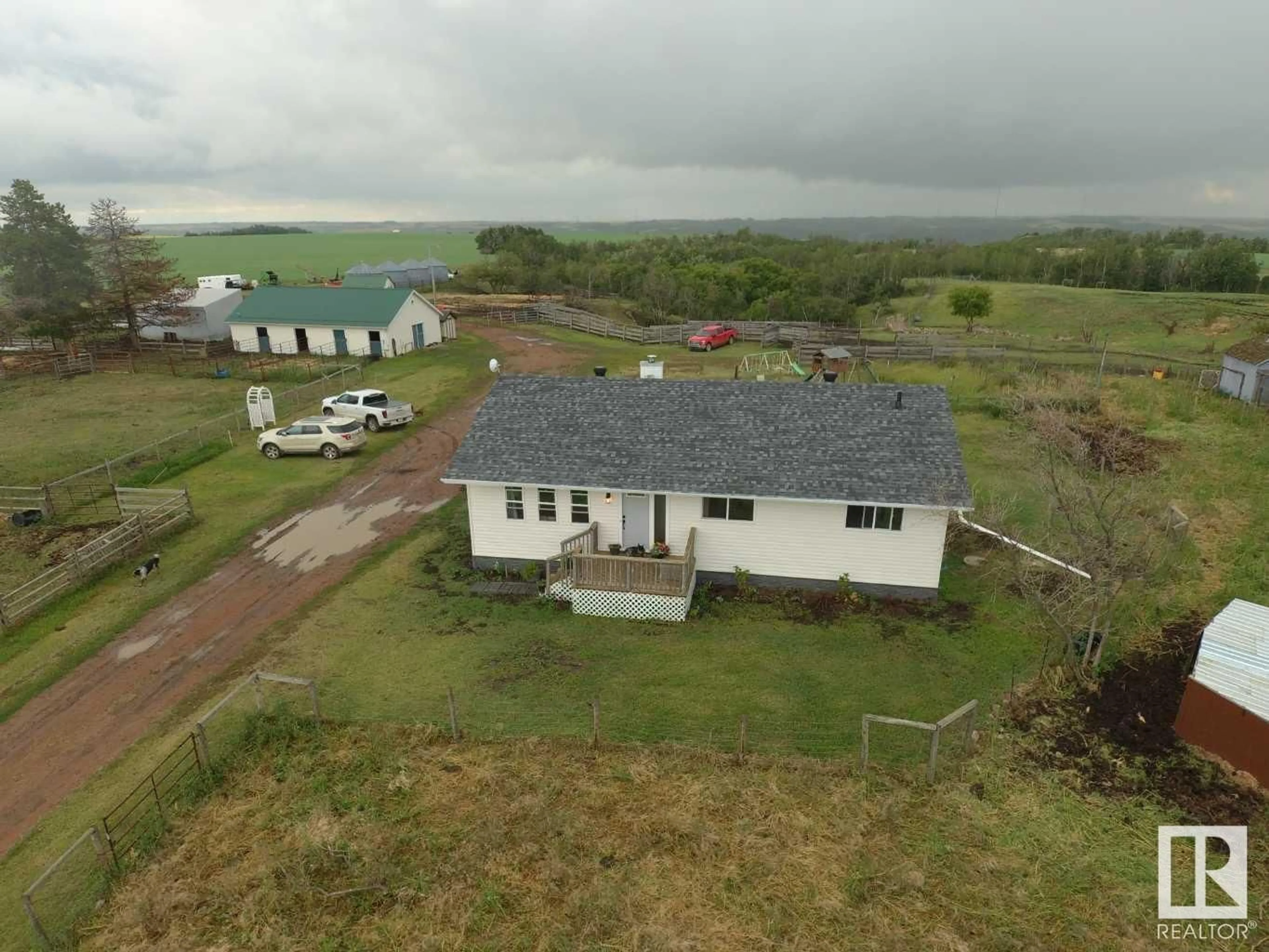 A pic from outside/outdoor area/front of a property/back of a property/a pic from drone, building for 14123 TWP RD 404, Rural Flagstaff County Alberta T0B1N0