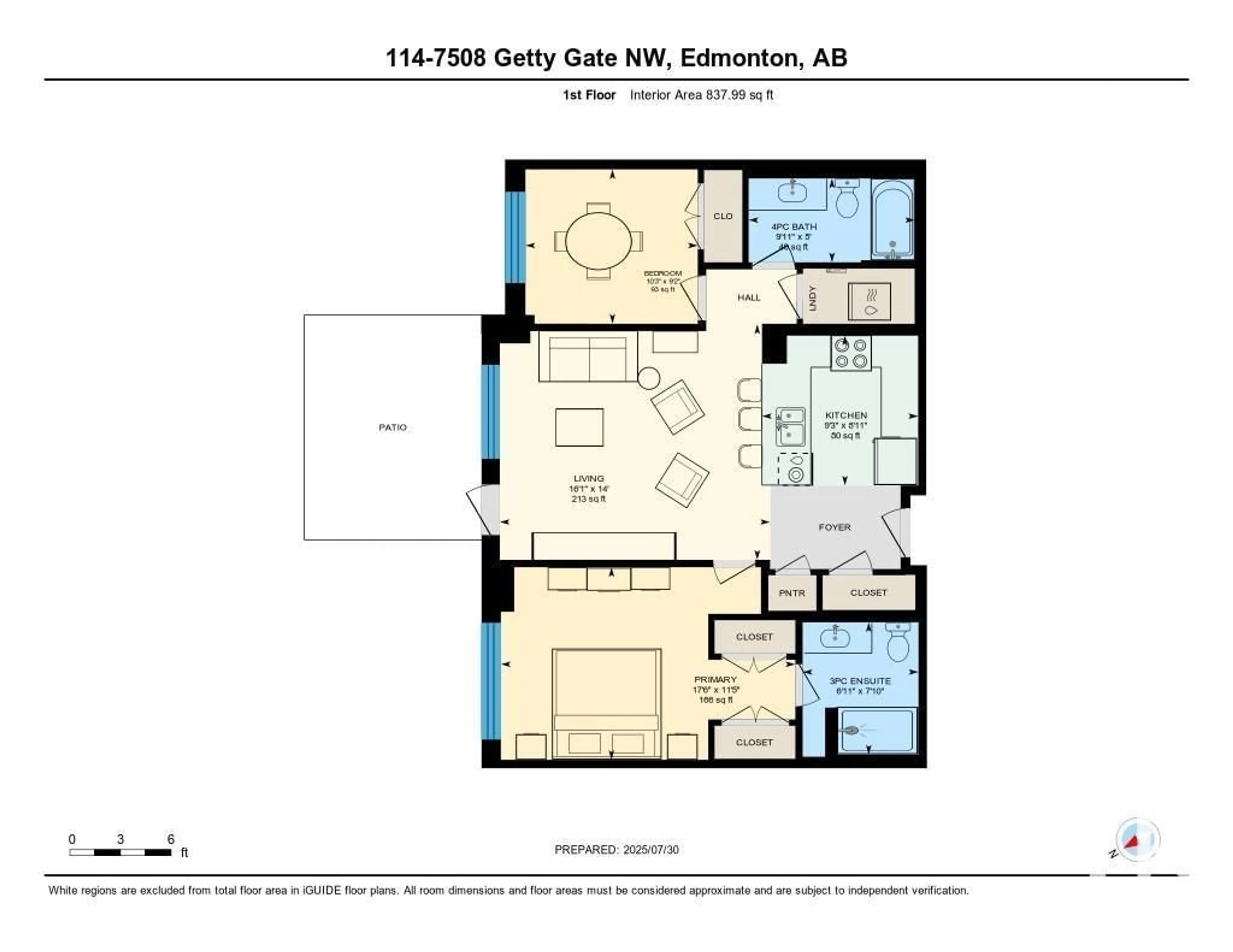 Floor plan for #114 - 7508 GETTY GATE, Edmonton Alberta T5T7E6