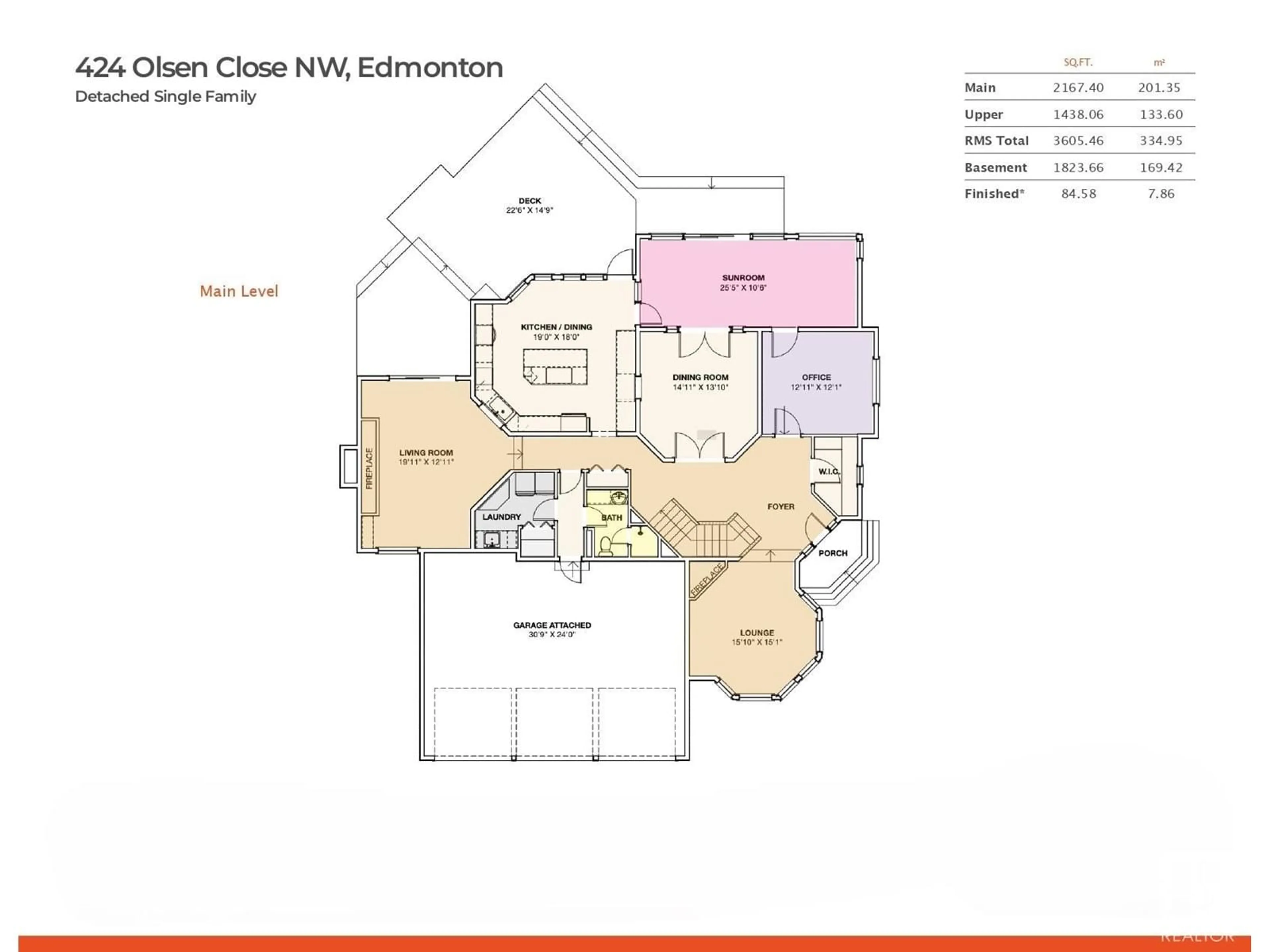 Floor plan for NW - 424 OLSEN CL, Edmonton Alberta T6R1L2