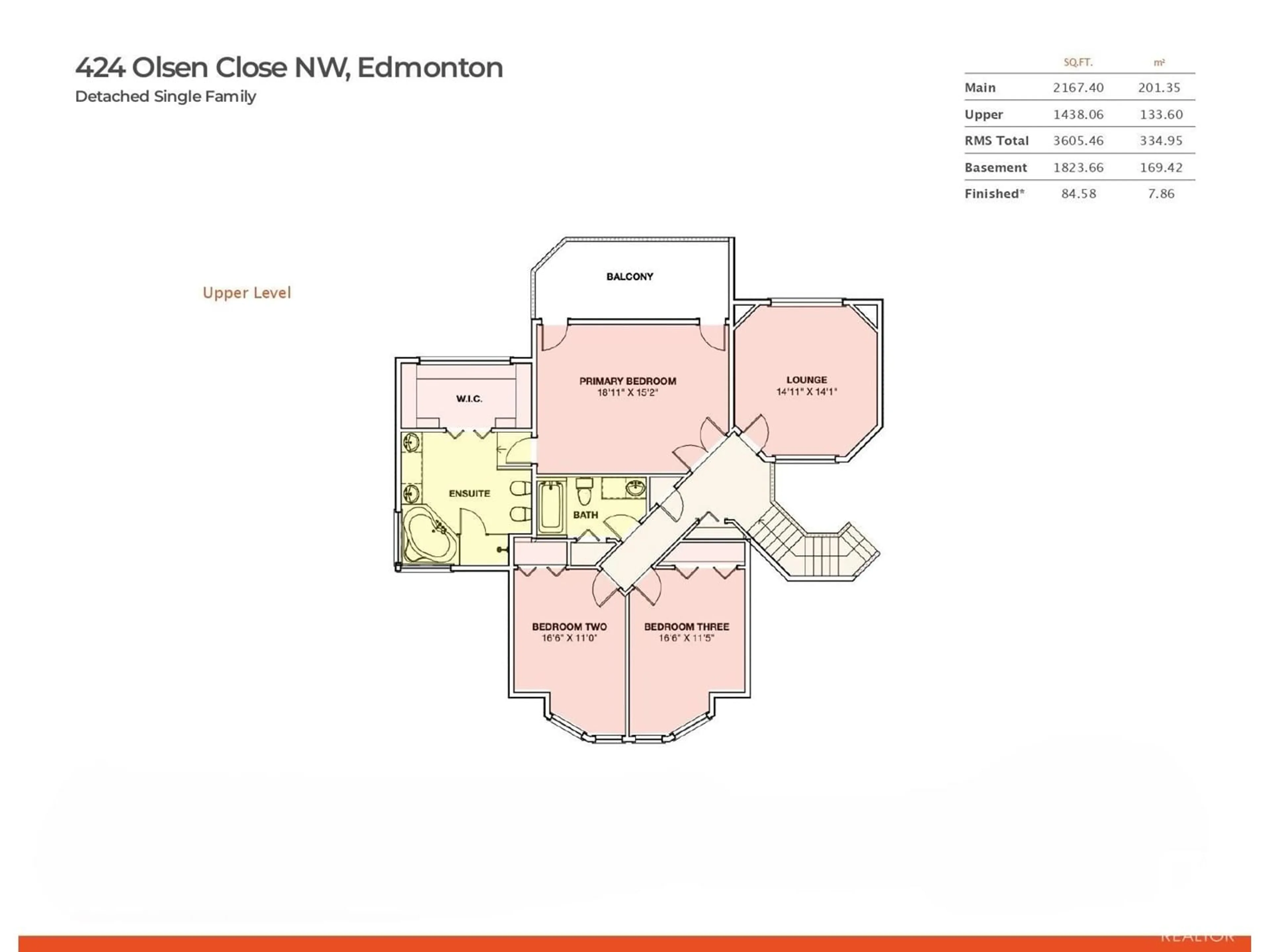 Floor plan for NW - 424 OLSEN CL, Edmonton Alberta T6R1L2