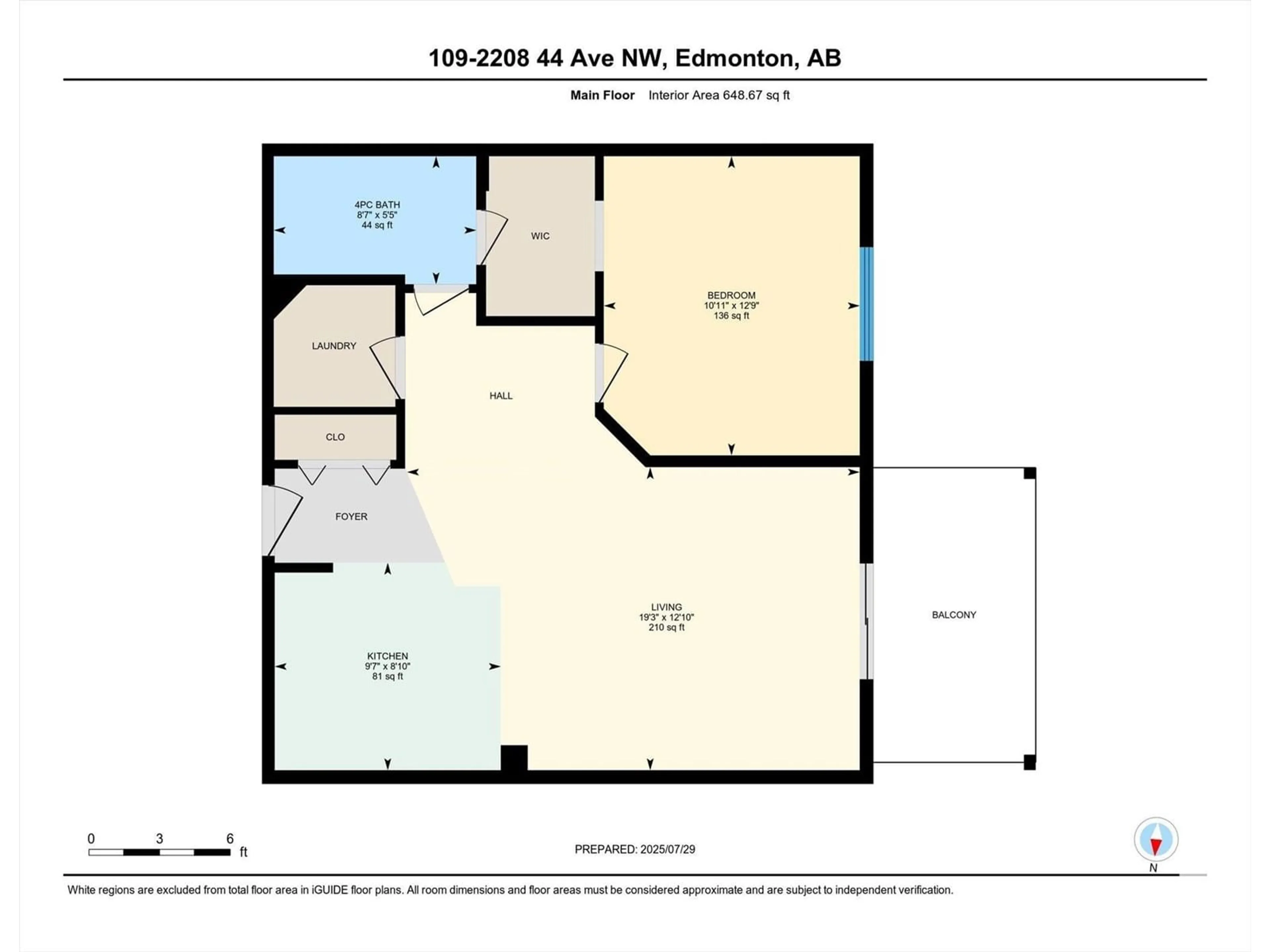Floor plan for 109 - 2208 44 AV, Edmonton Alberta T6T0G6