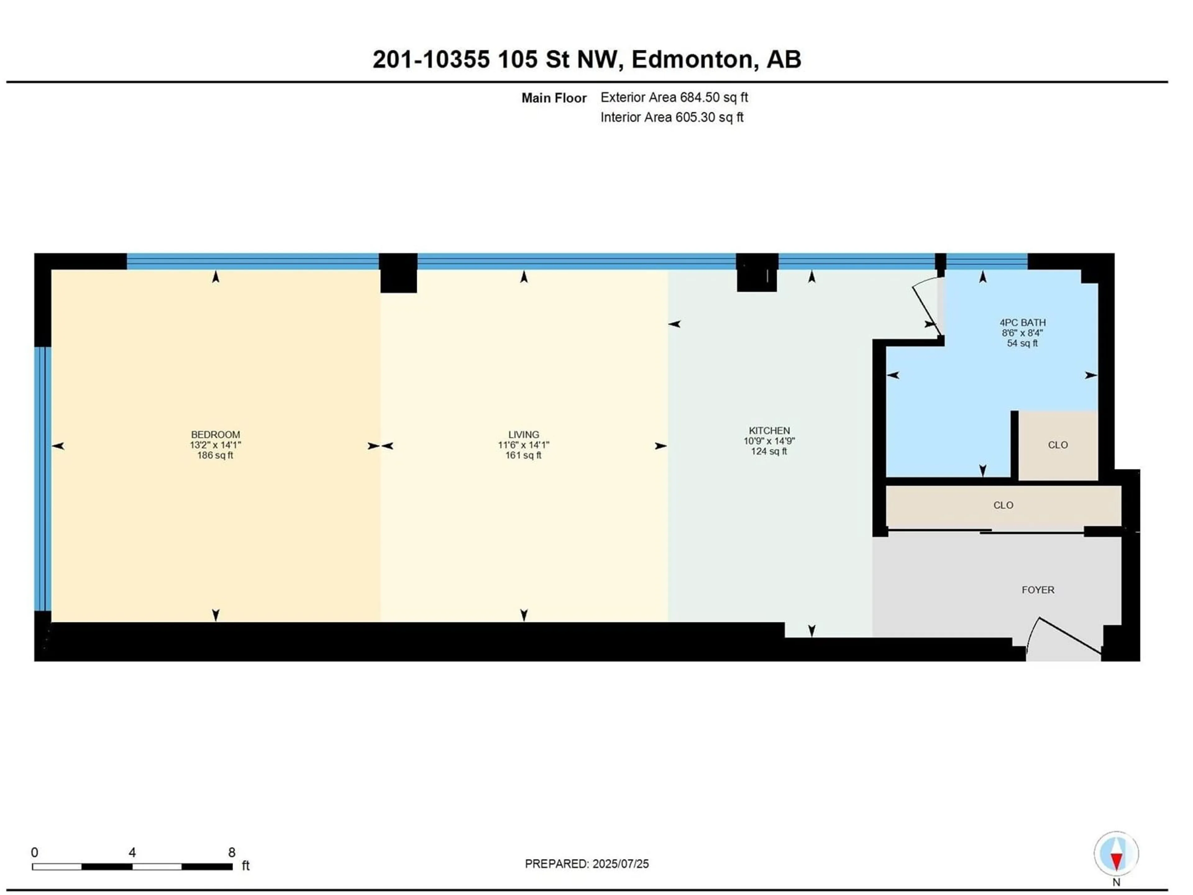 Floor plan for 201 - 10355 105 ST NW, Edmonton Alberta T5J1E8