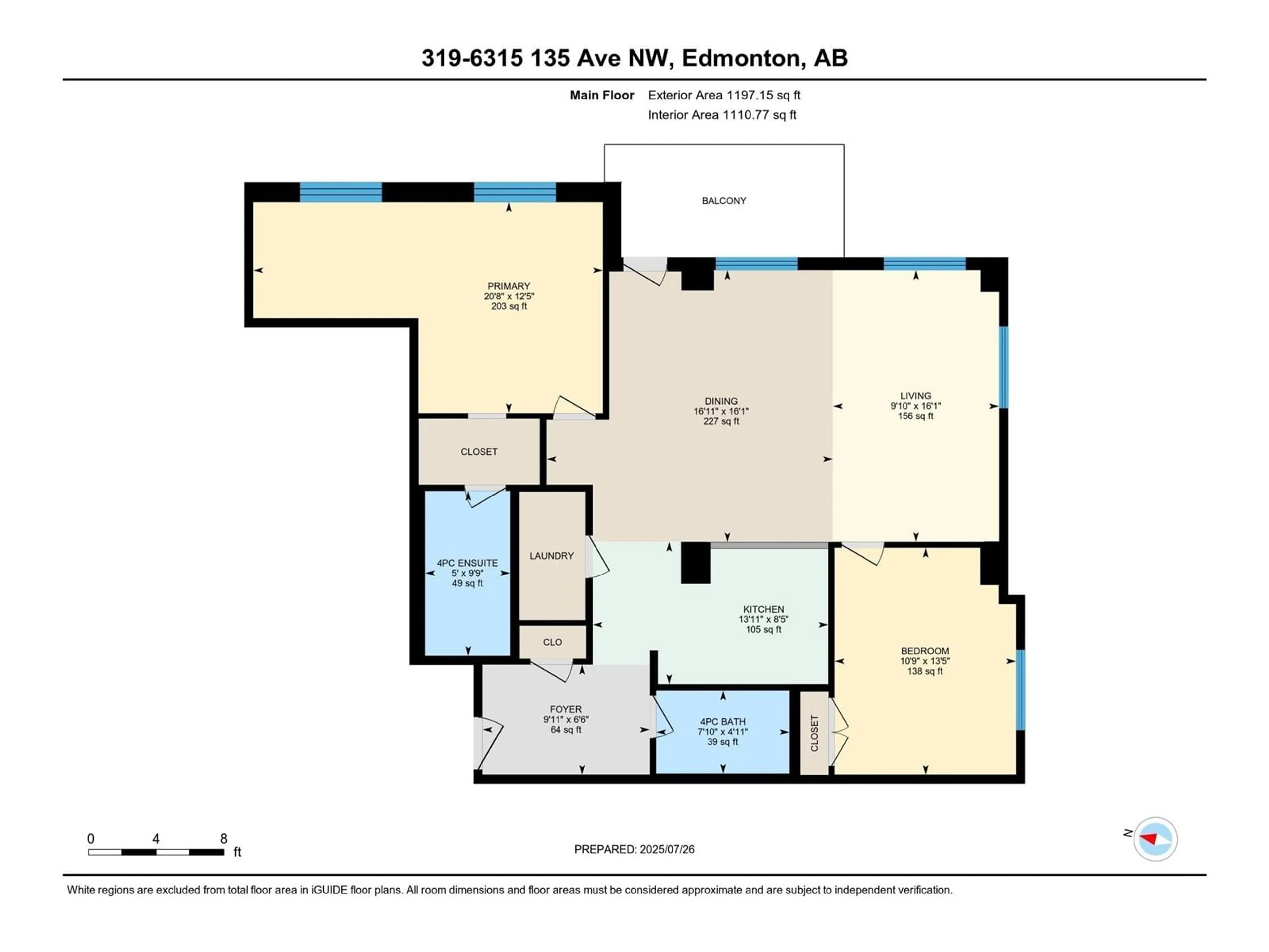 Floor plan for #319 - 6315 135 AV, Edmonton Alberta T5A5J7