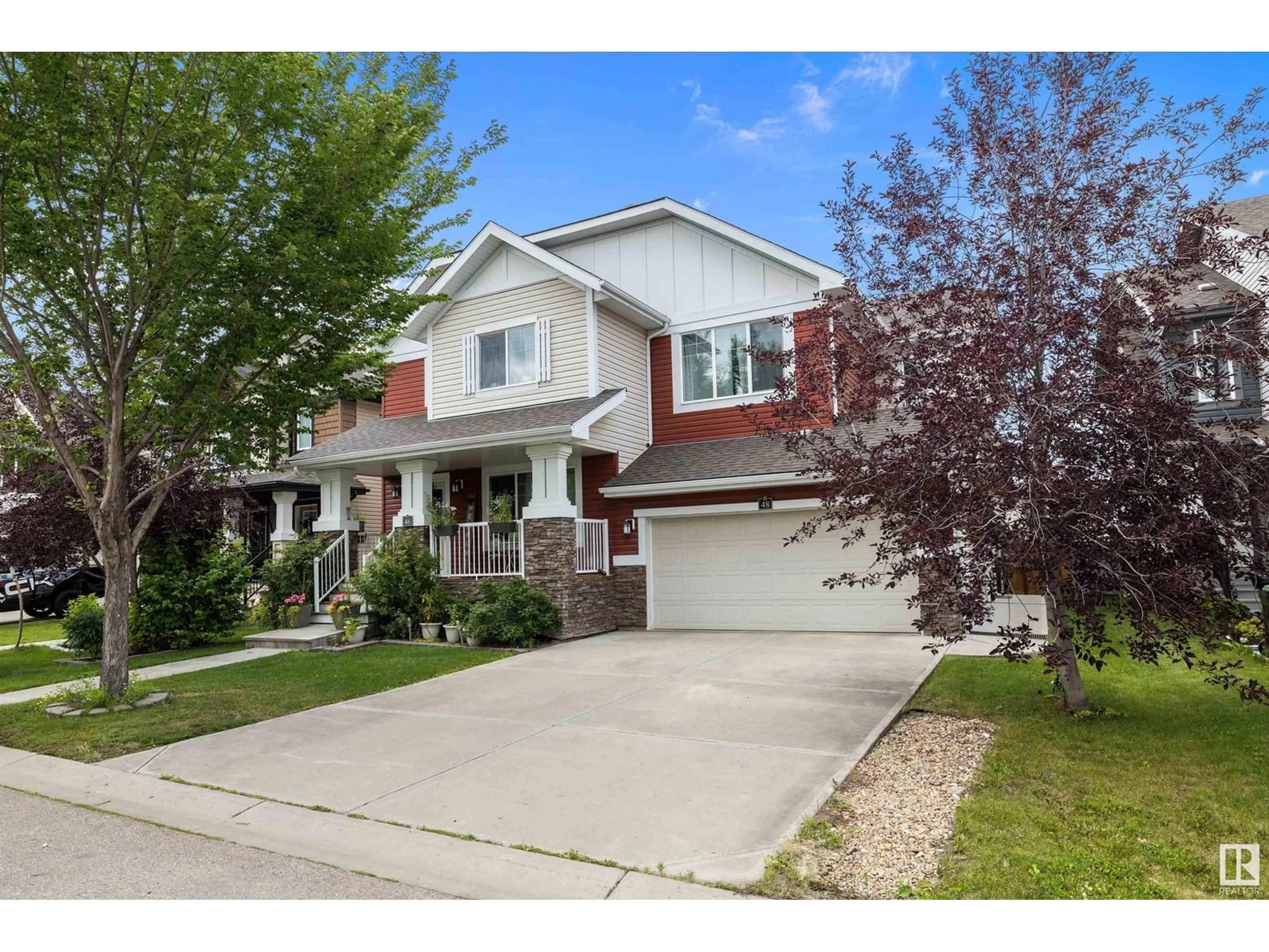 Home with vinyl exterior material, street for 48 SIERRA WD, Fort Saskatchewan Alberta T8L0T3