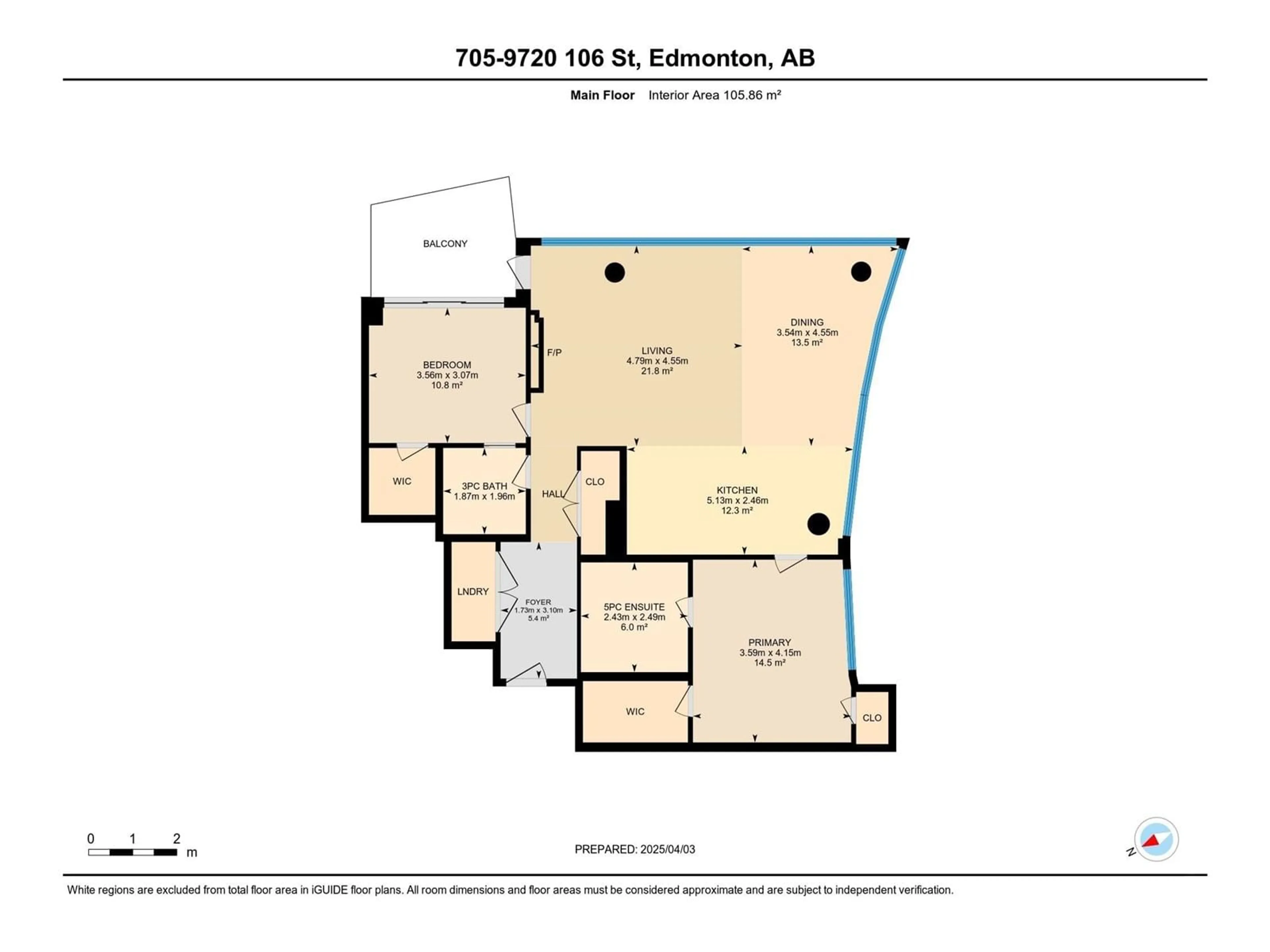 Floor plan for 705 - 9720 106 ST NW, Edmonton Alberta T5K0K8