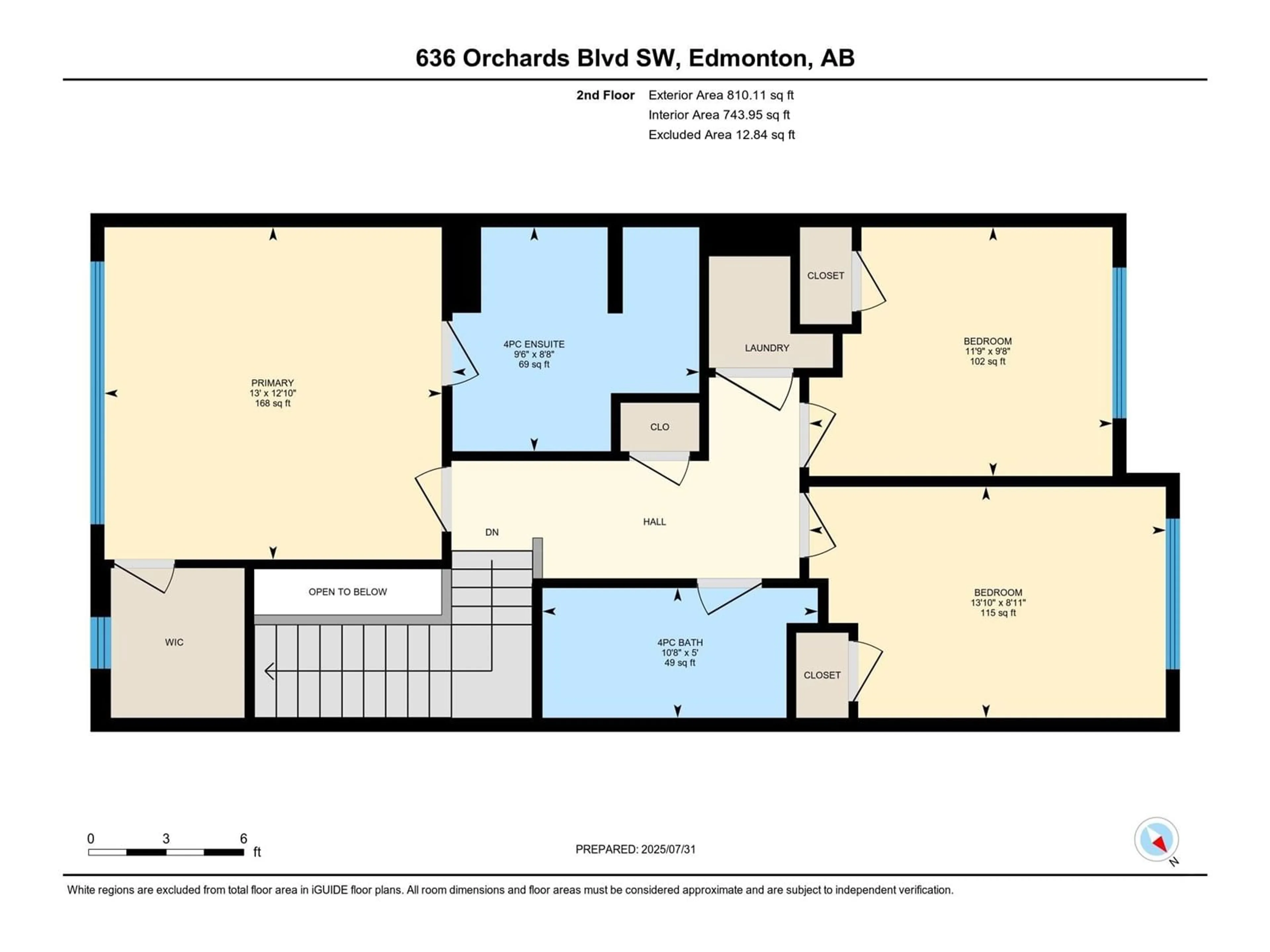 Floor plan for 636 ORCHARDS BV, Edmonton Alberta T6X2L4