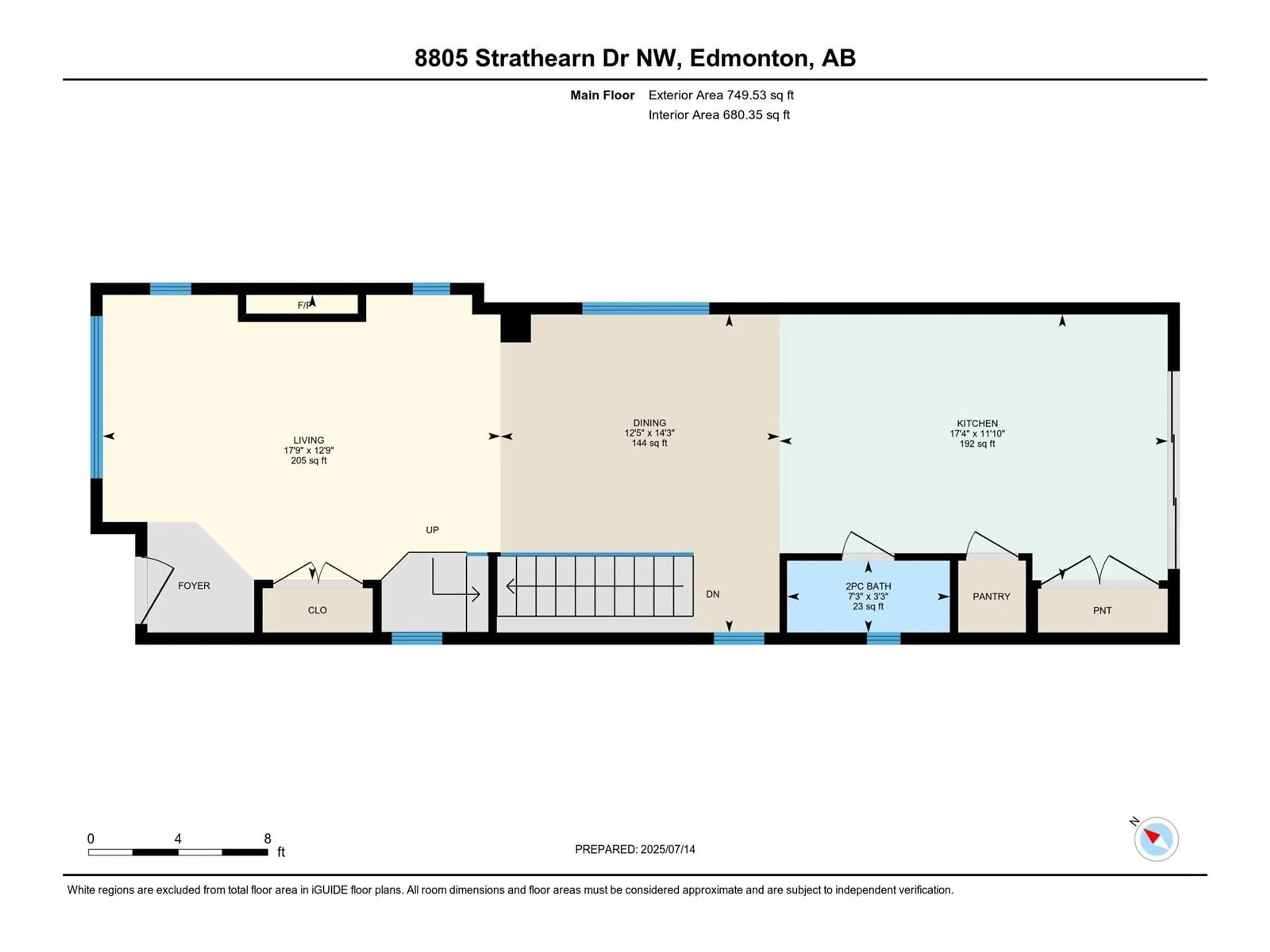 Floor plan for 8805 STRATHEARN DR, Edmonton Alberta T6C4C8