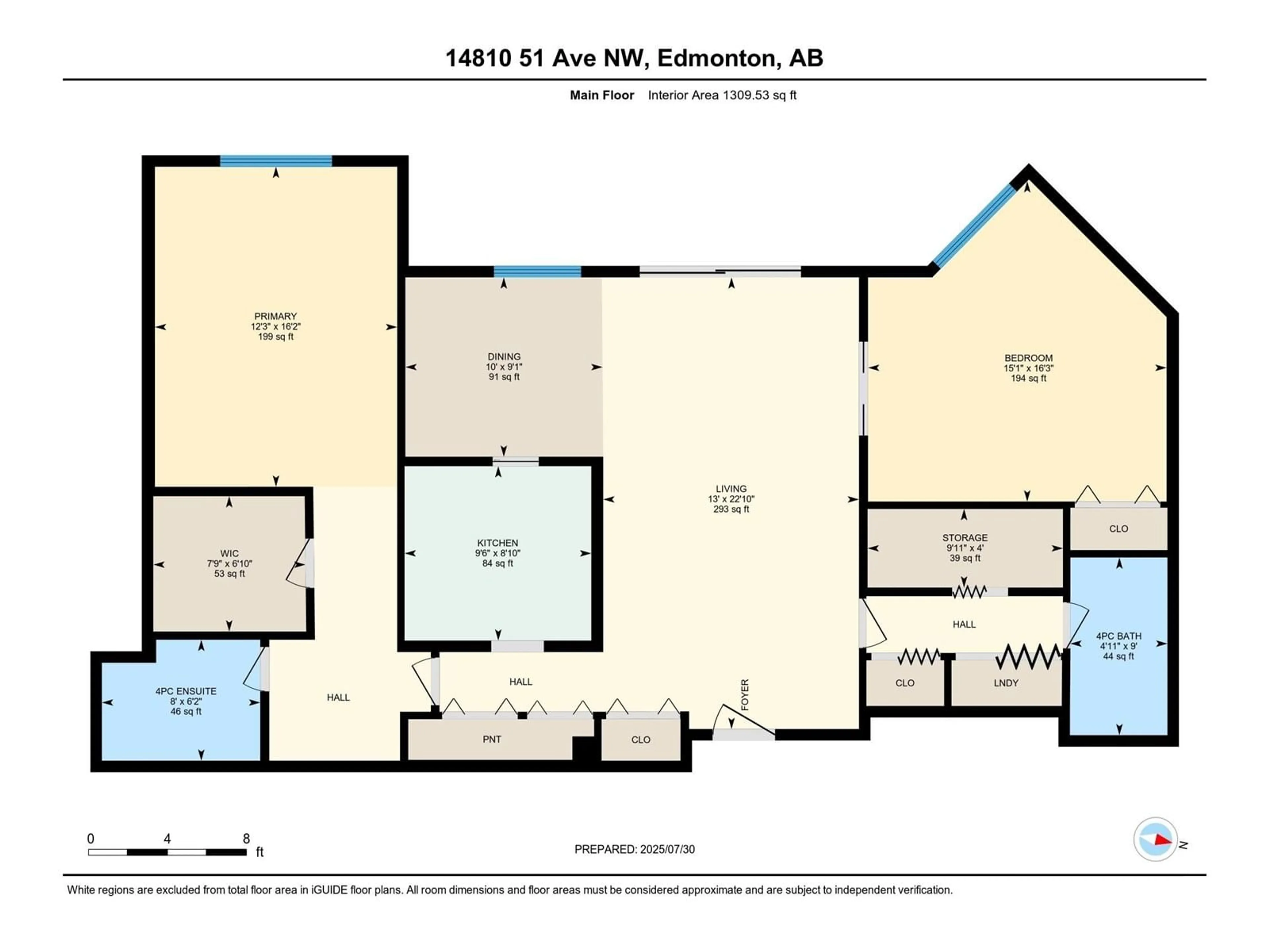 Floor plan for #308 - 14810 51 AVE NW, Edmonton Alberta T6H5G5