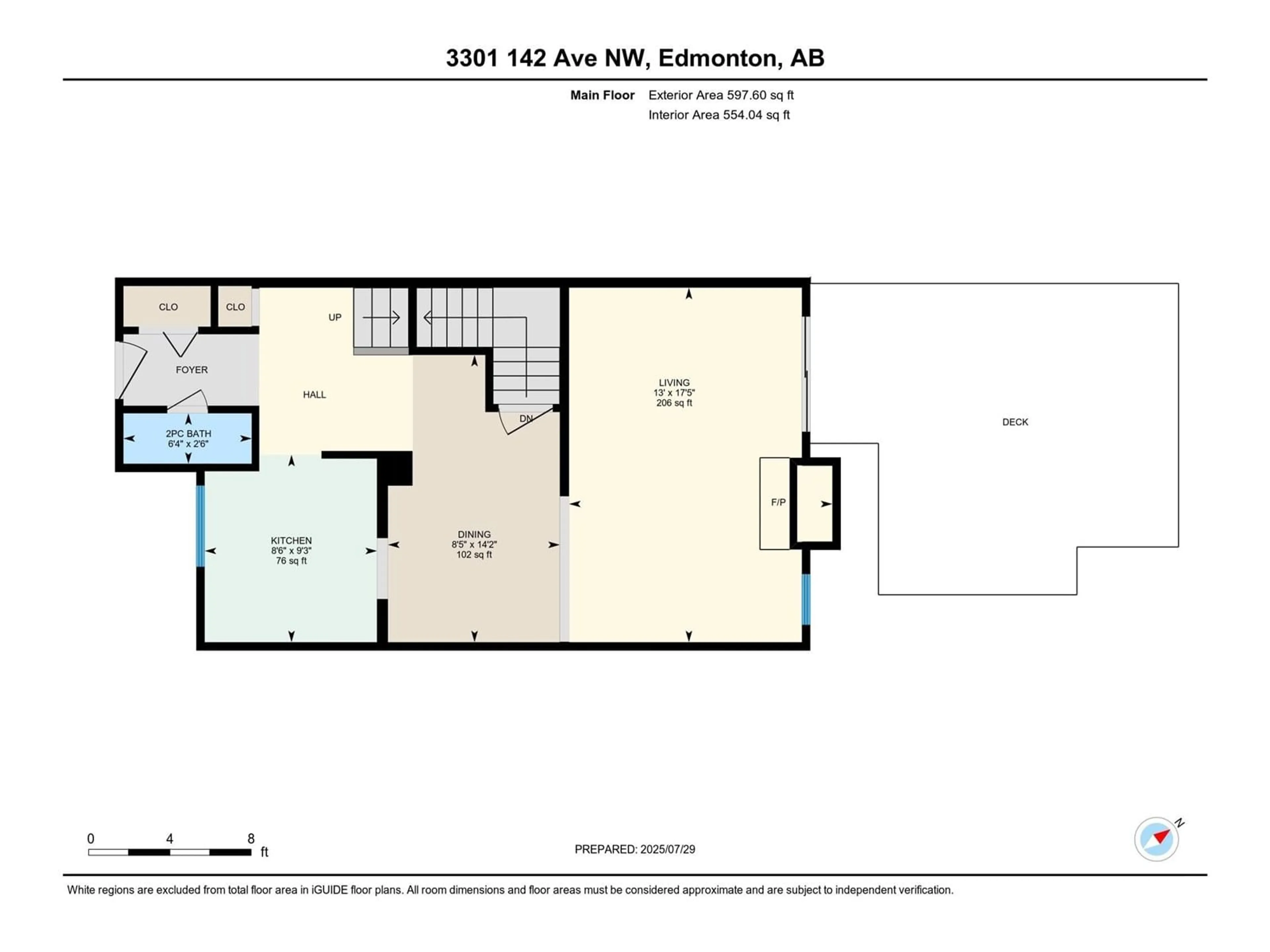 Floor plan for NW - 3301 142 AV, Edmonton Alberta T5Y1M9