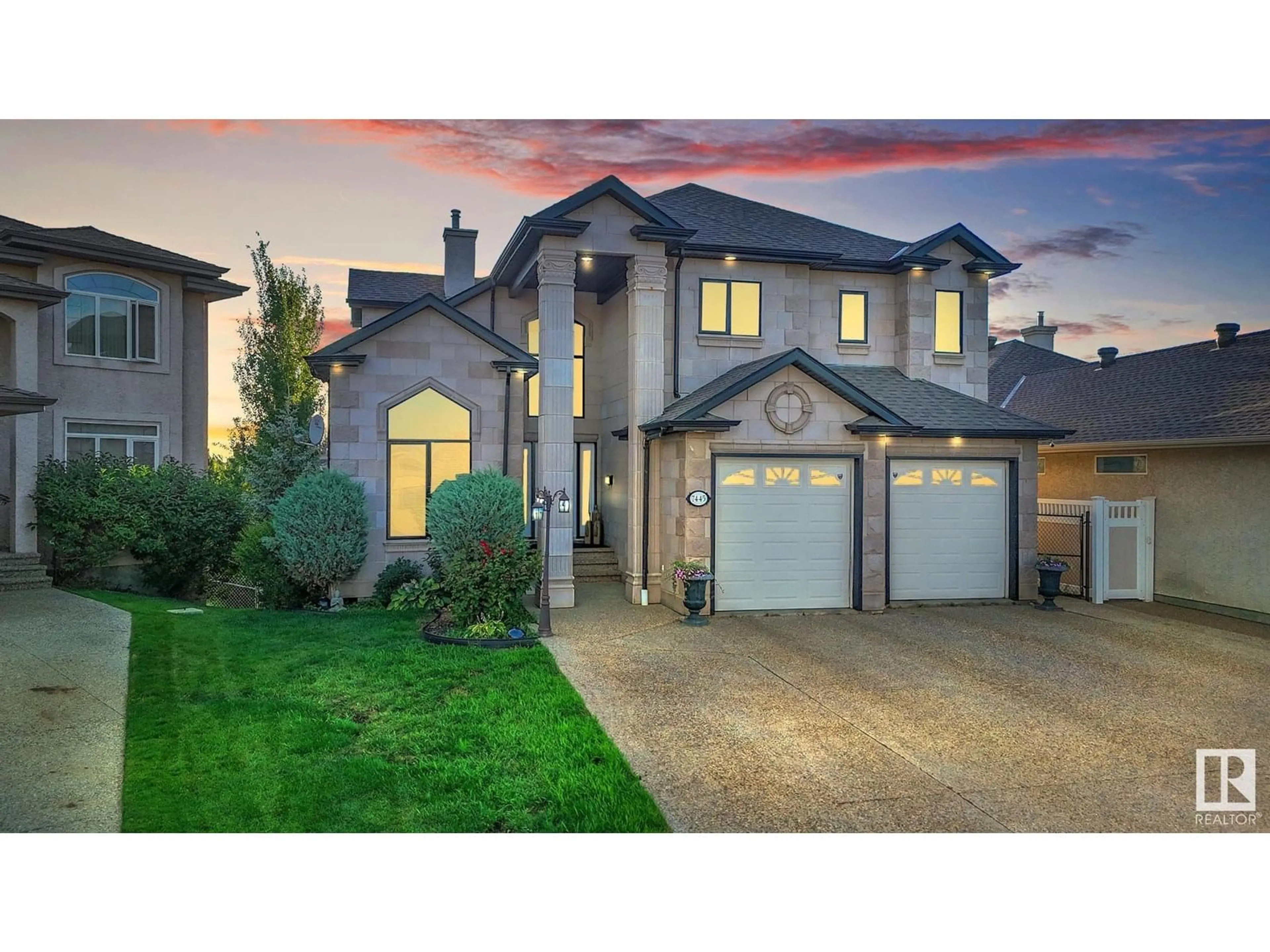 Home with vinyl exterior material, street for 7445 162 AV, Edmonton Alberta T5Z3S7