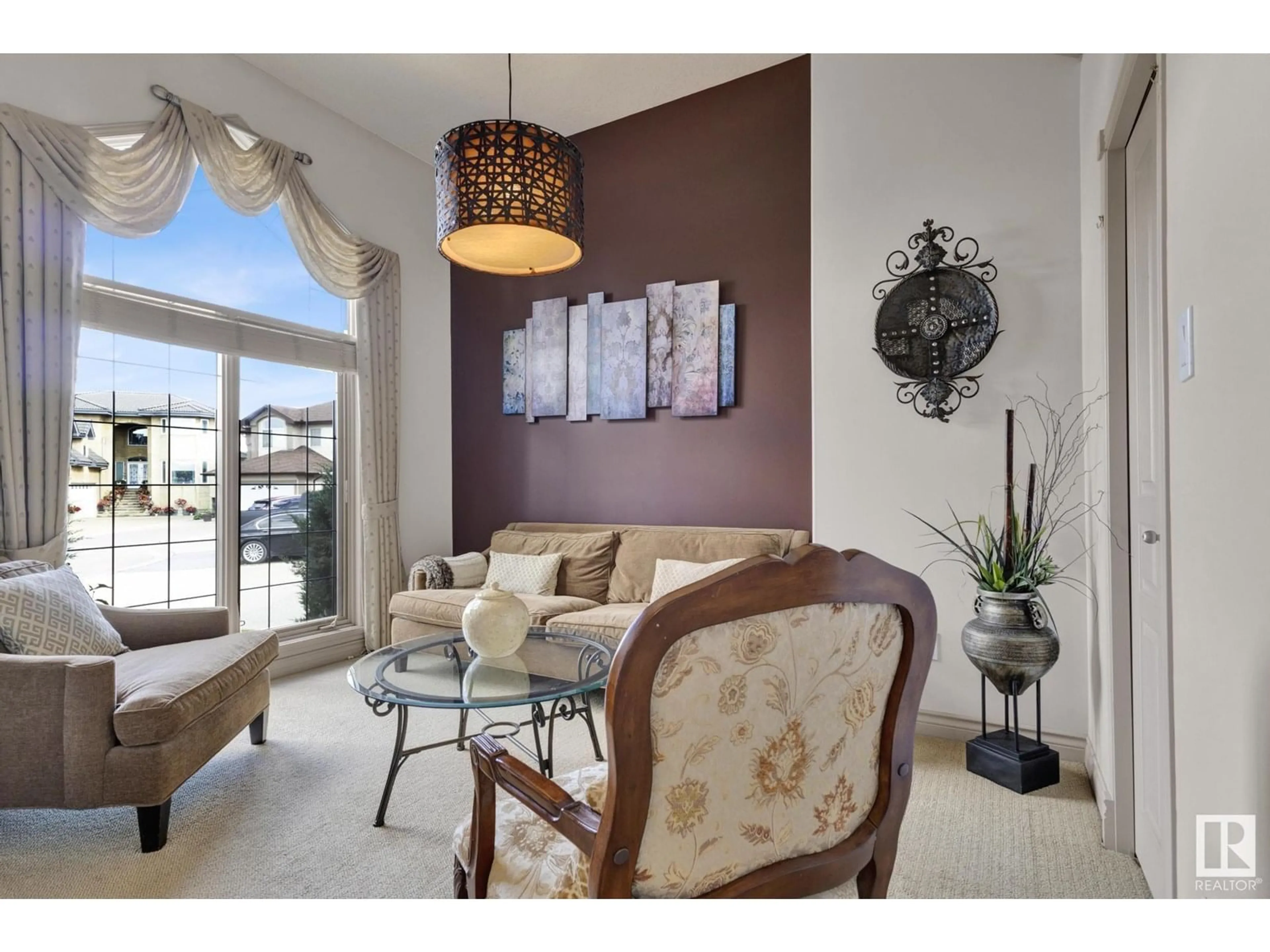 Living room with furniture, unknown for 7445 162 AV, Edmonton Alberta T5Z3S7