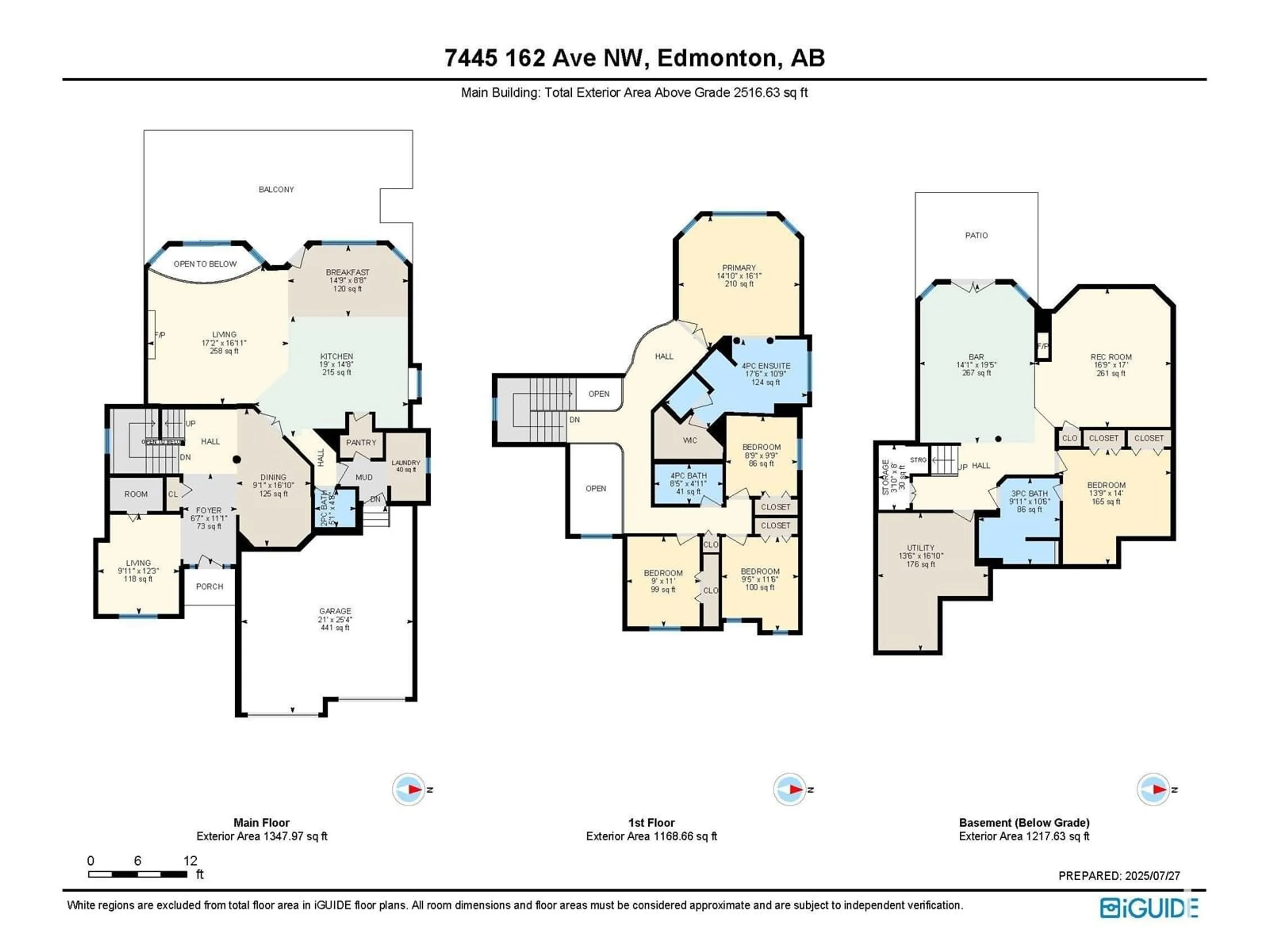Floor plan for 7445 162 AV, Edmonton Alberta T5Z3S7