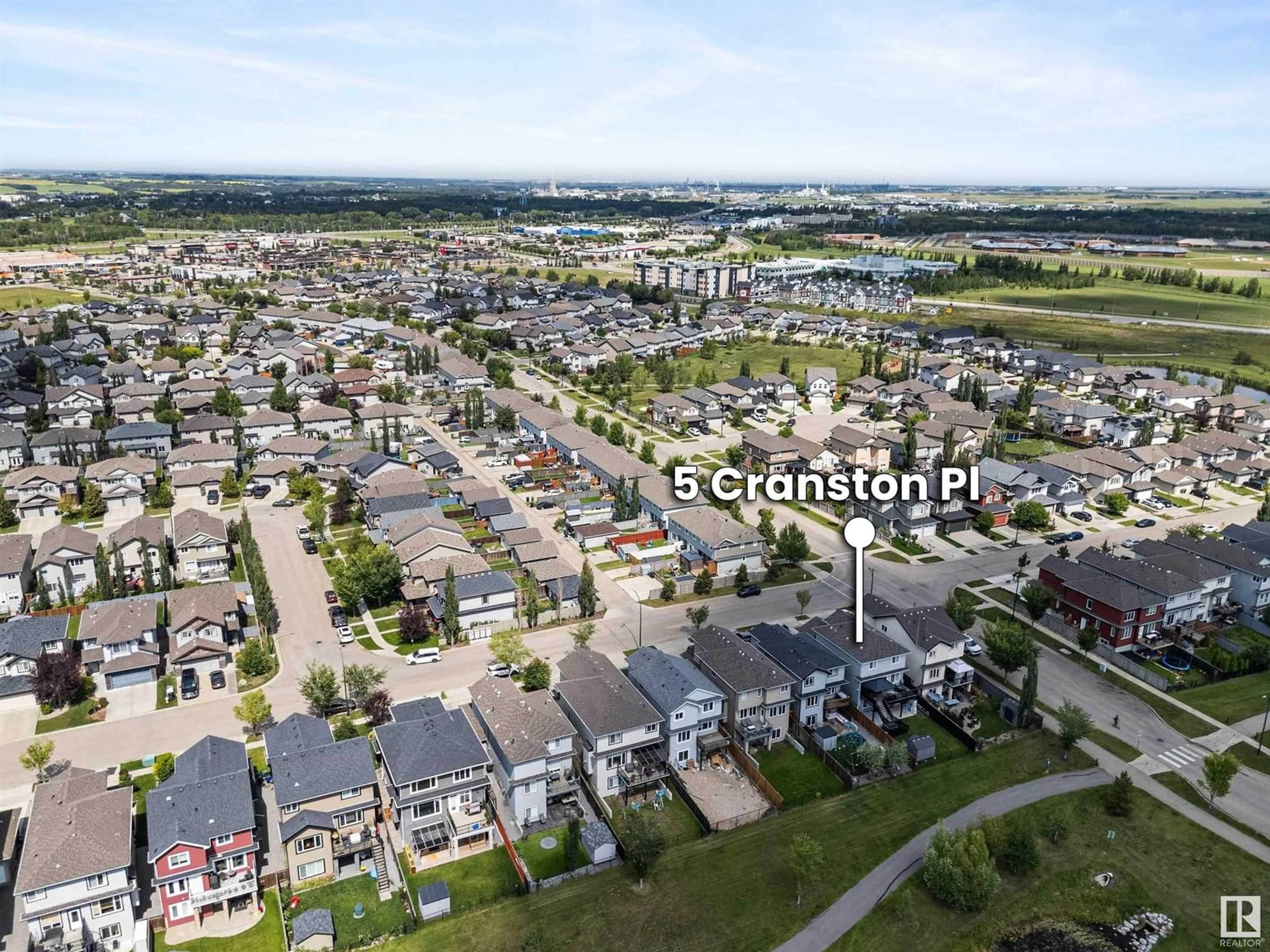 A pic from outside/outdoor area/front of a property/back of a property/a pic from drone, street for 5 CRANSTON PL, Fort Saskatchewan Alberta T8L0K7