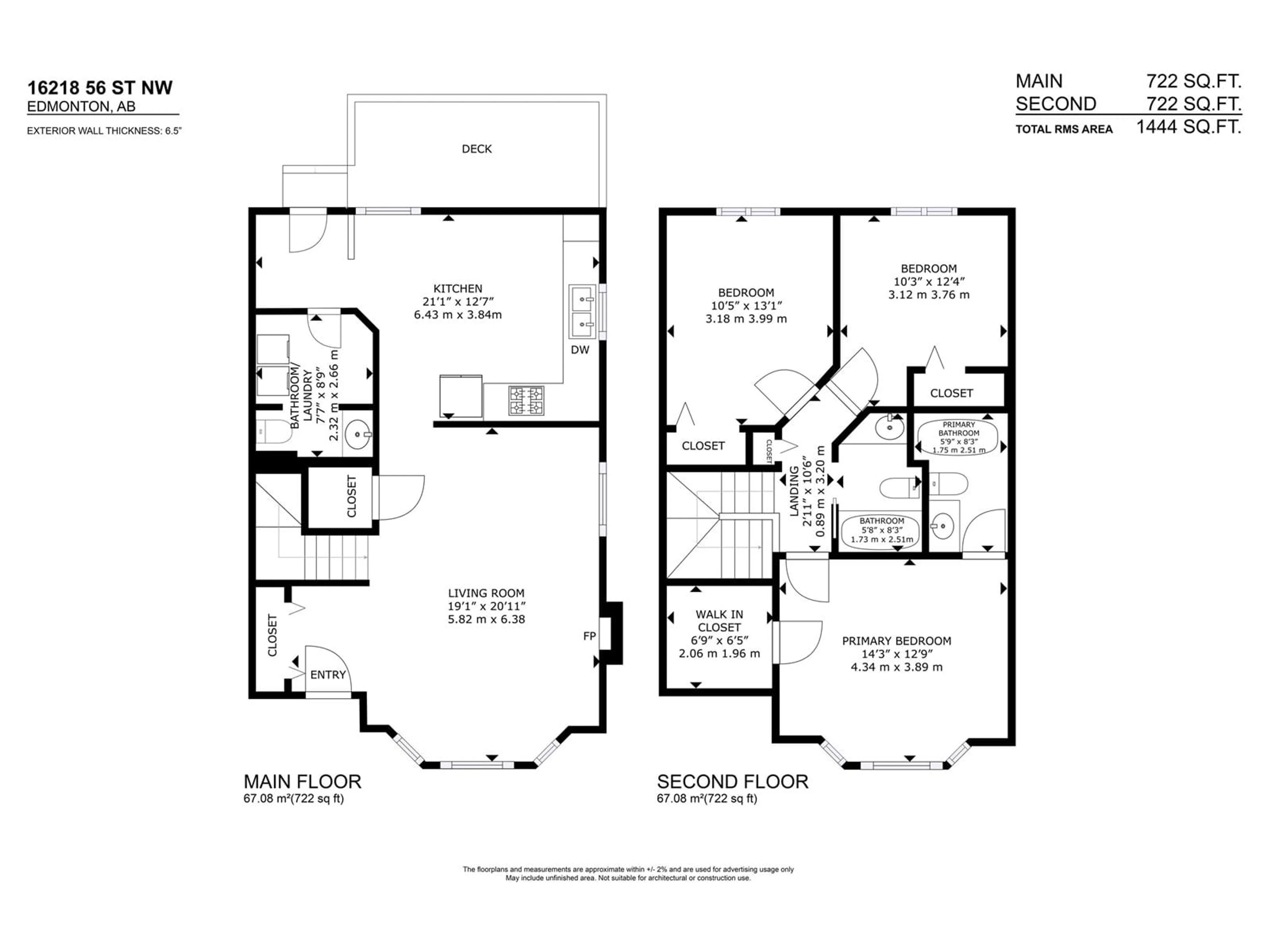 Floor plan for 16218 56 ST, Edmonton Alberta T5Y2V1