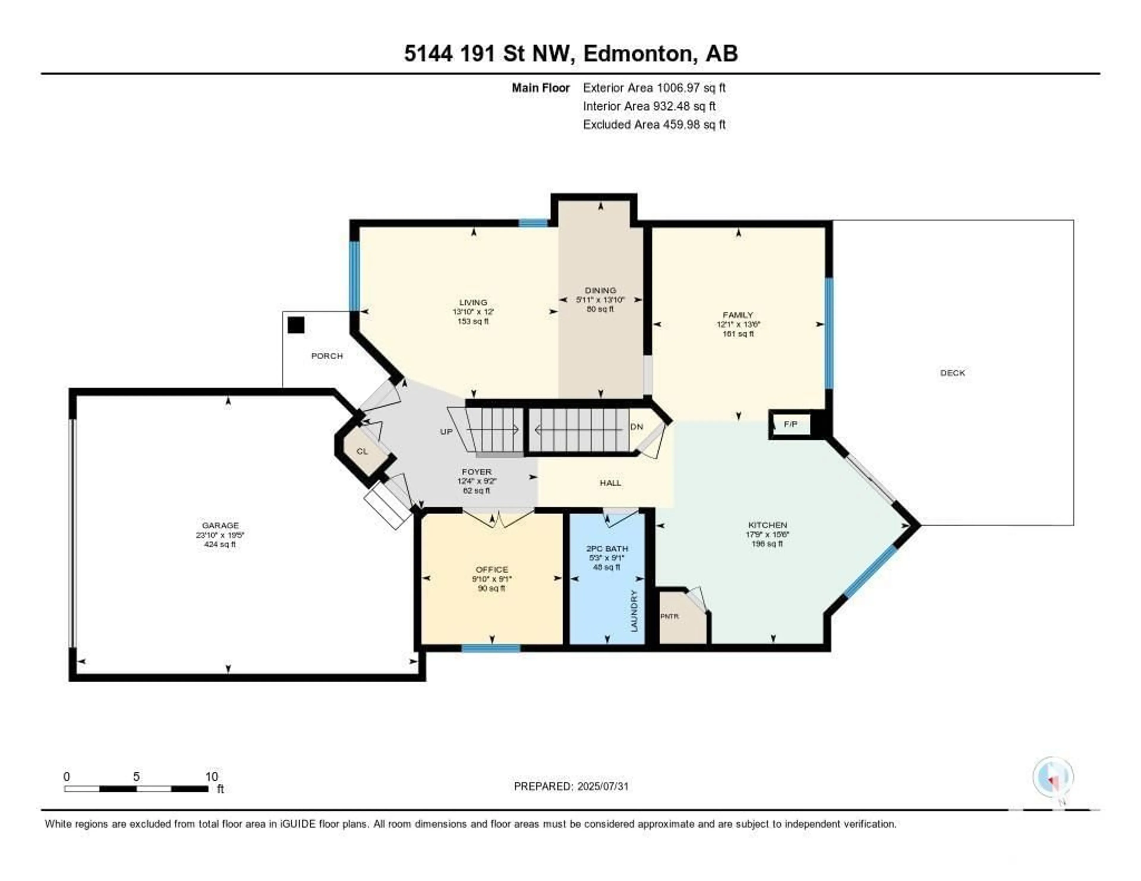 Floor plan for NW - 5144 191 ST, Edmonton Alberta T6M2R4