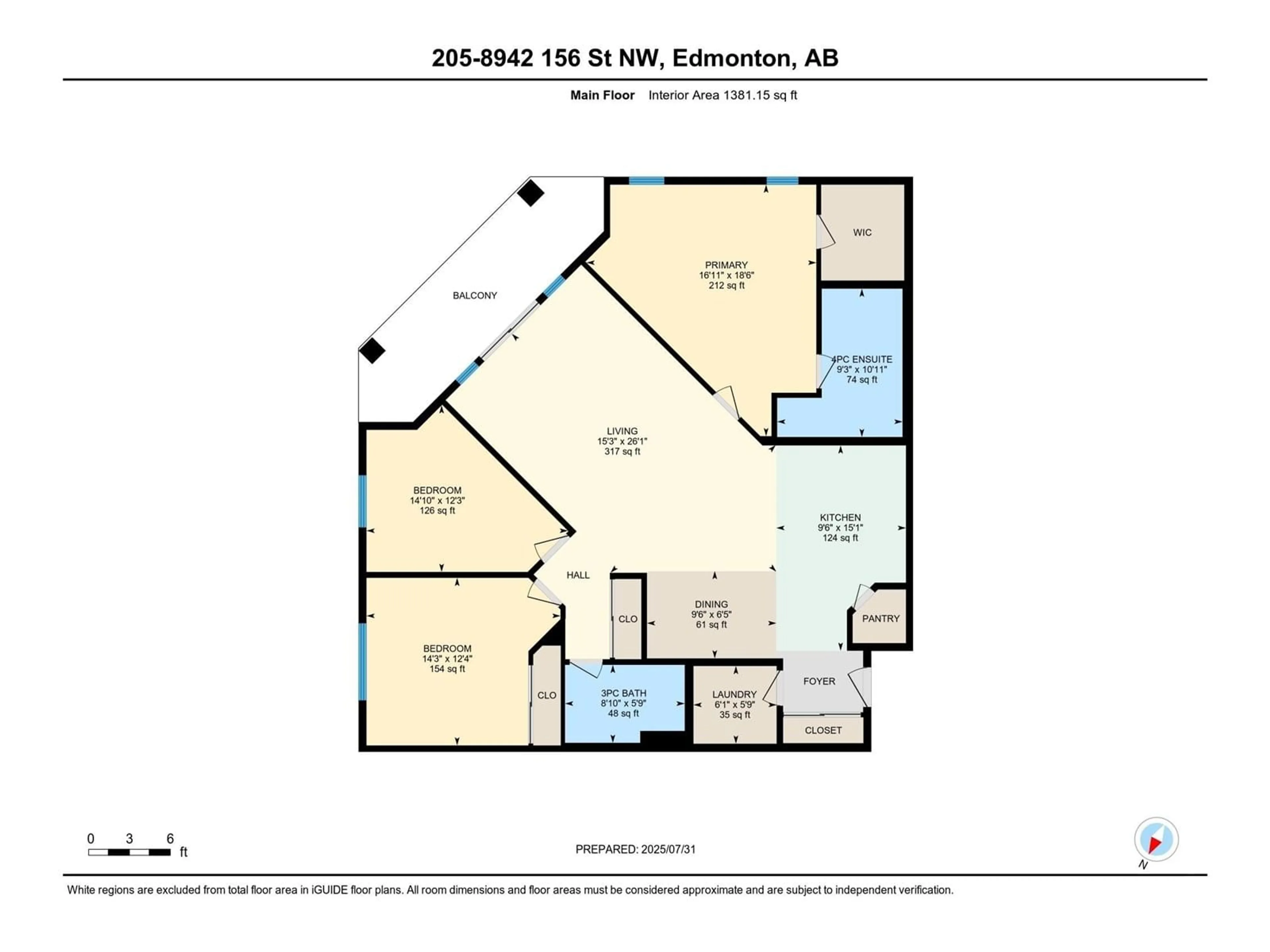 Floor plan for #205 - 8942 156 ST, Edmonton Alberta T5R5Z5