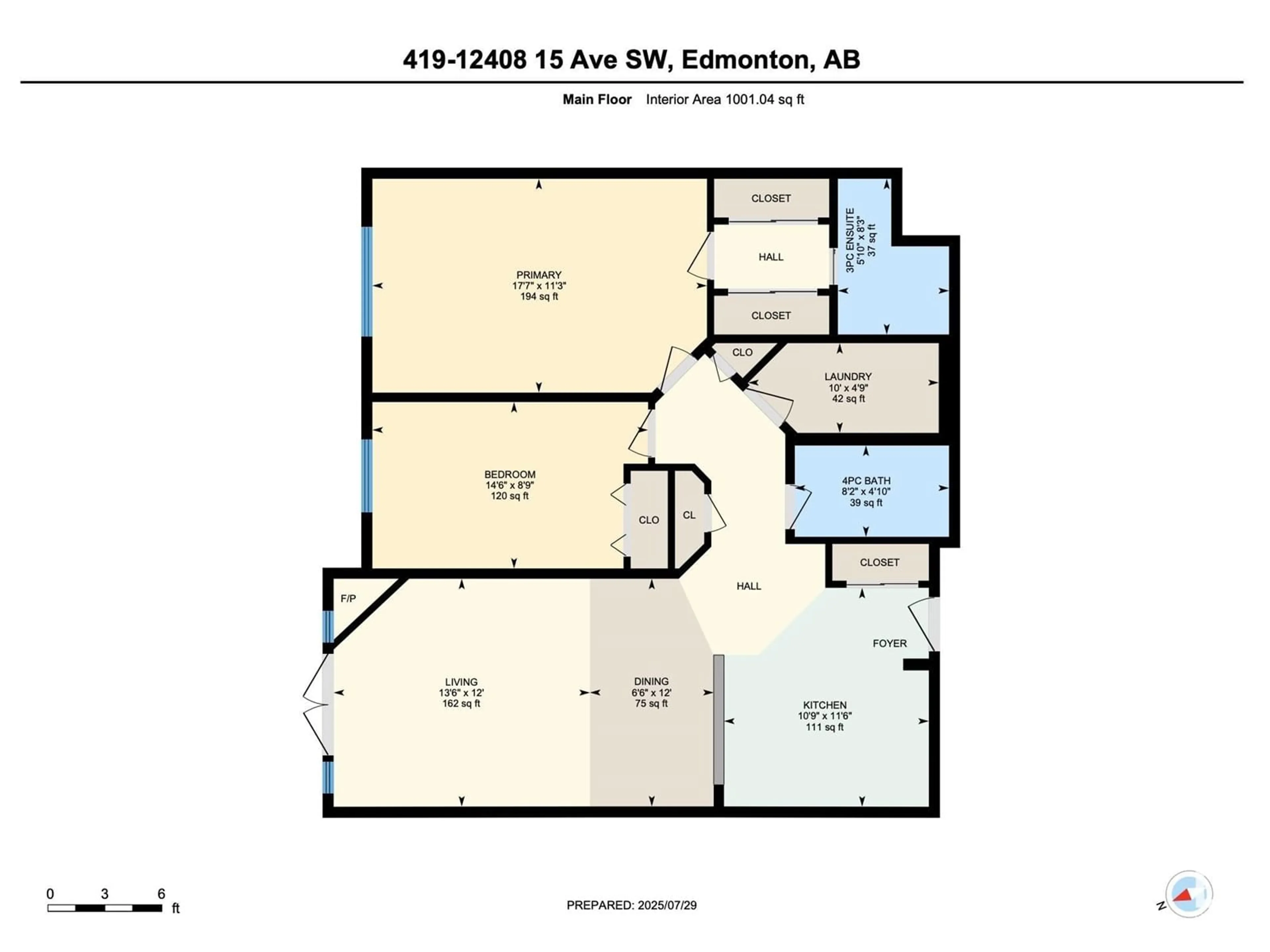 Floor plan for #419 - 12408 15 AV, Edmonton Alberta T6W1X2