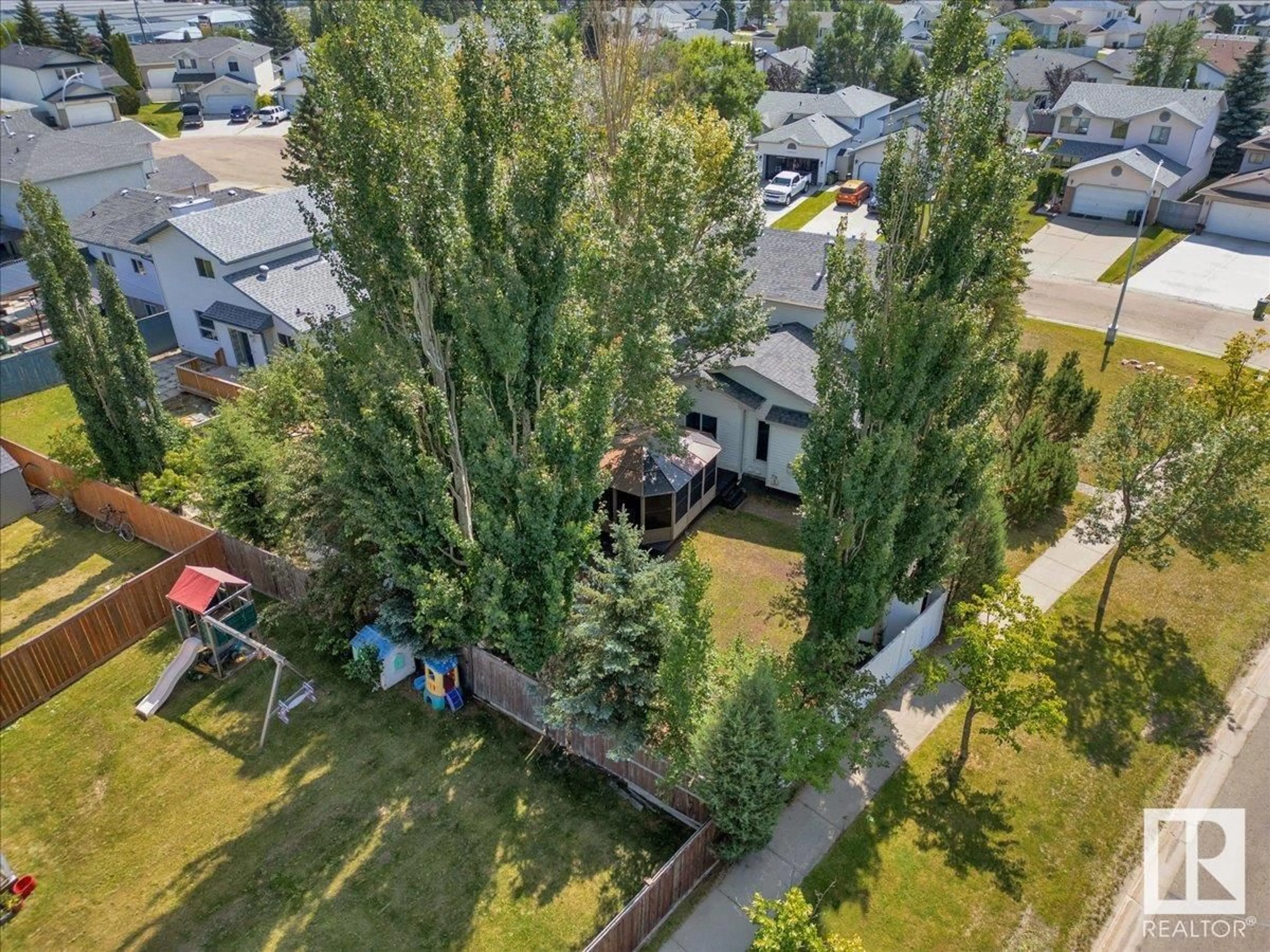 A pic from outside/outdoor area/front of a property/back of a property/a pic from drone, street for 12836 144 AV, Edmonton Alberta T6V1C7