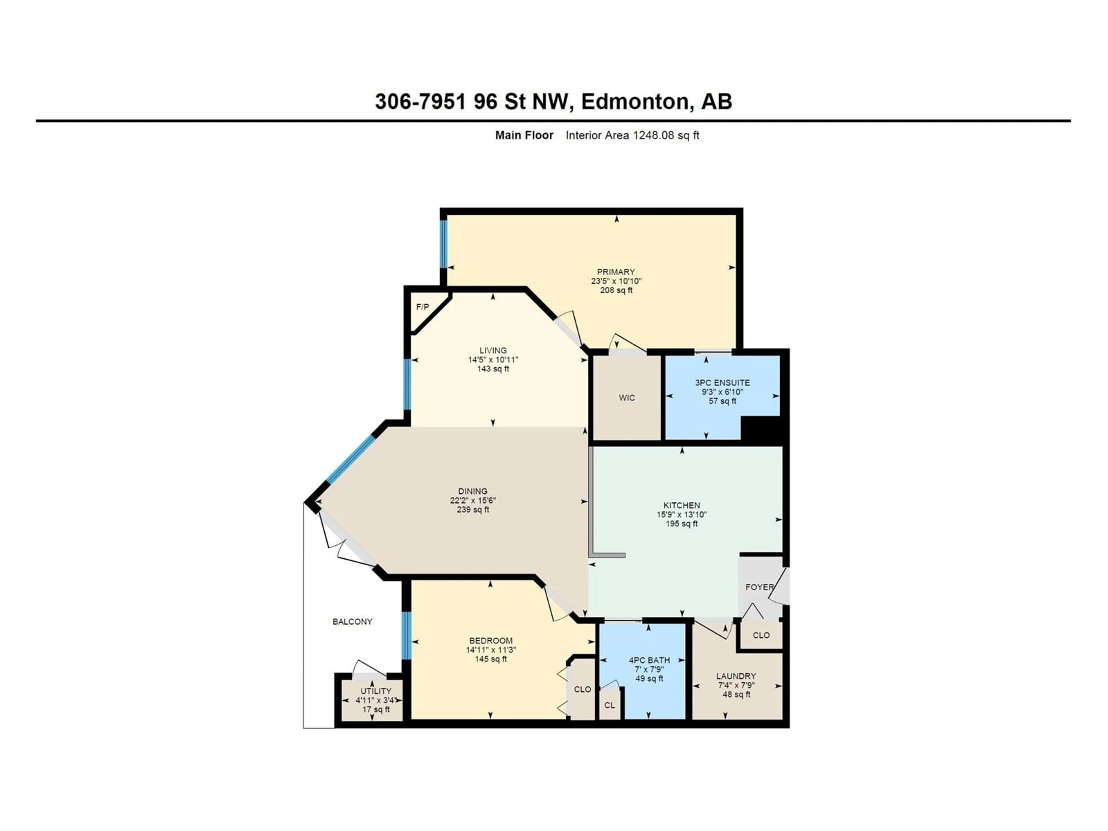 Floor plan for #306 - 7951 96 ST, Edmonton Alberta T6C4R1