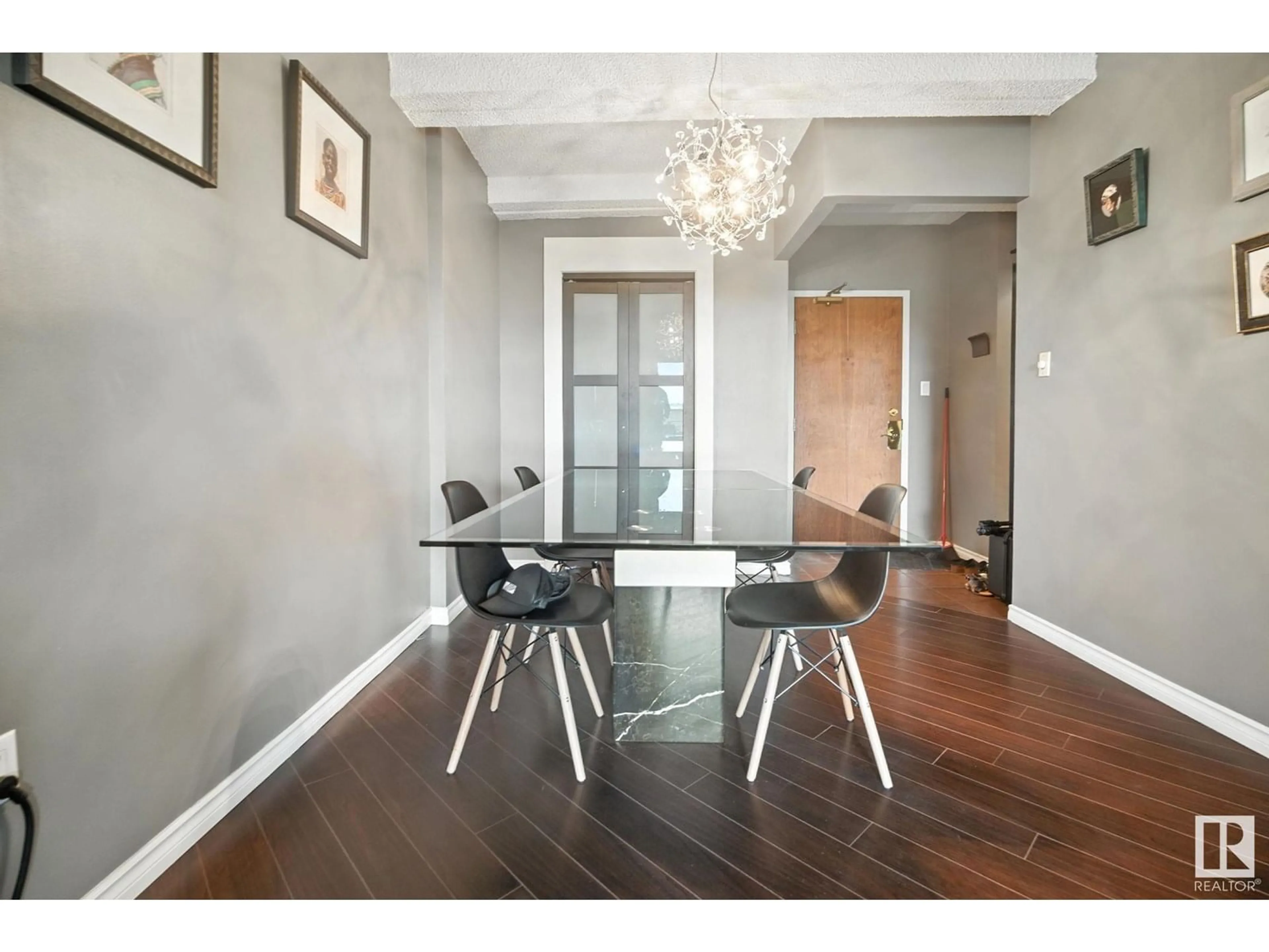 Dining room, wood/laminate floor for #306 - 9918 101 ST, Edmonton Alberta T5K2L1