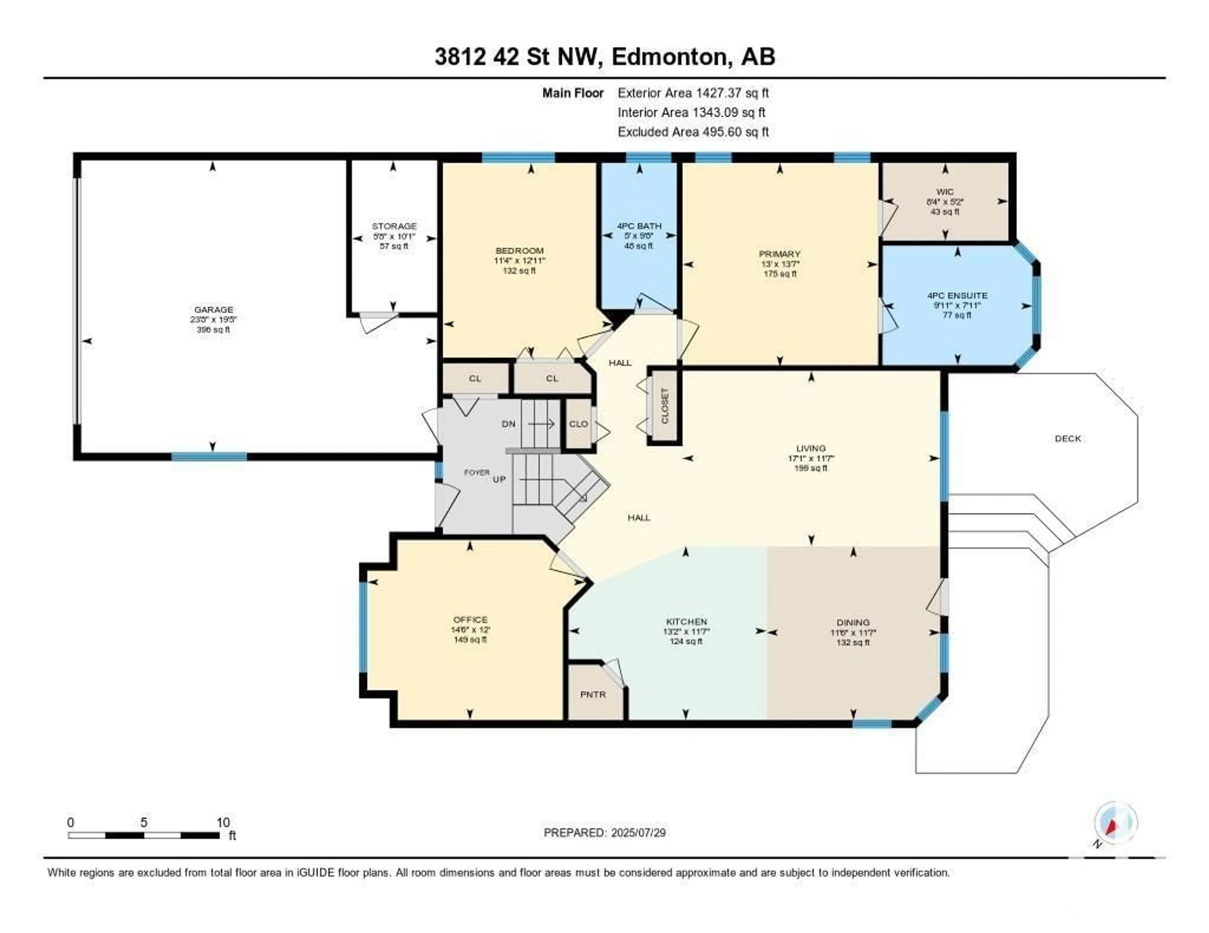 Floor plan for NW - 3812 42 ST, Edmonton Alberta T6L6Z6