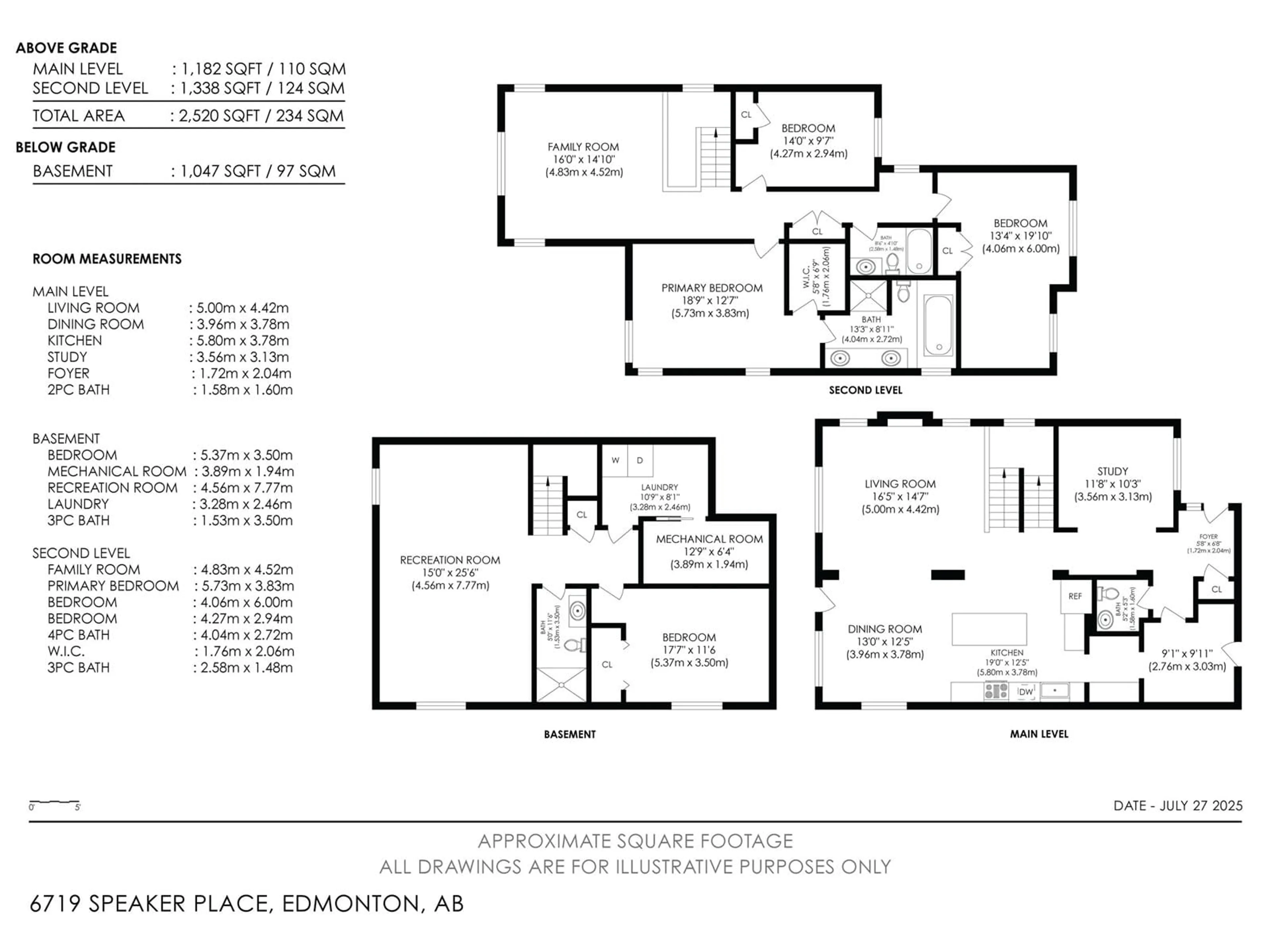 Floor plan for 6719 SPEAKER PL, Edmonton Alberta T6R0N9