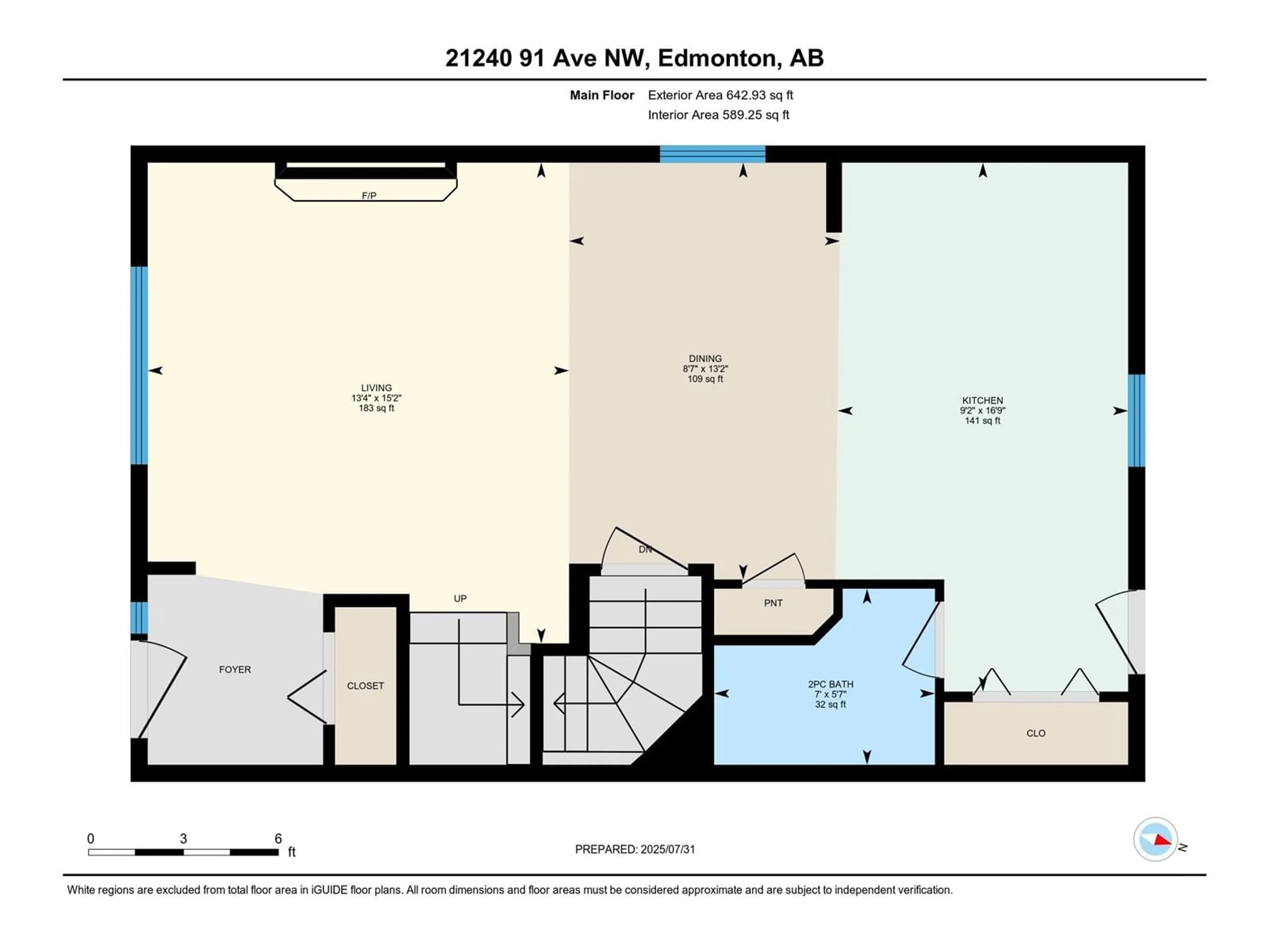 Floor plan for 21240 91 AV, Edmonton Alberta T5T0W4