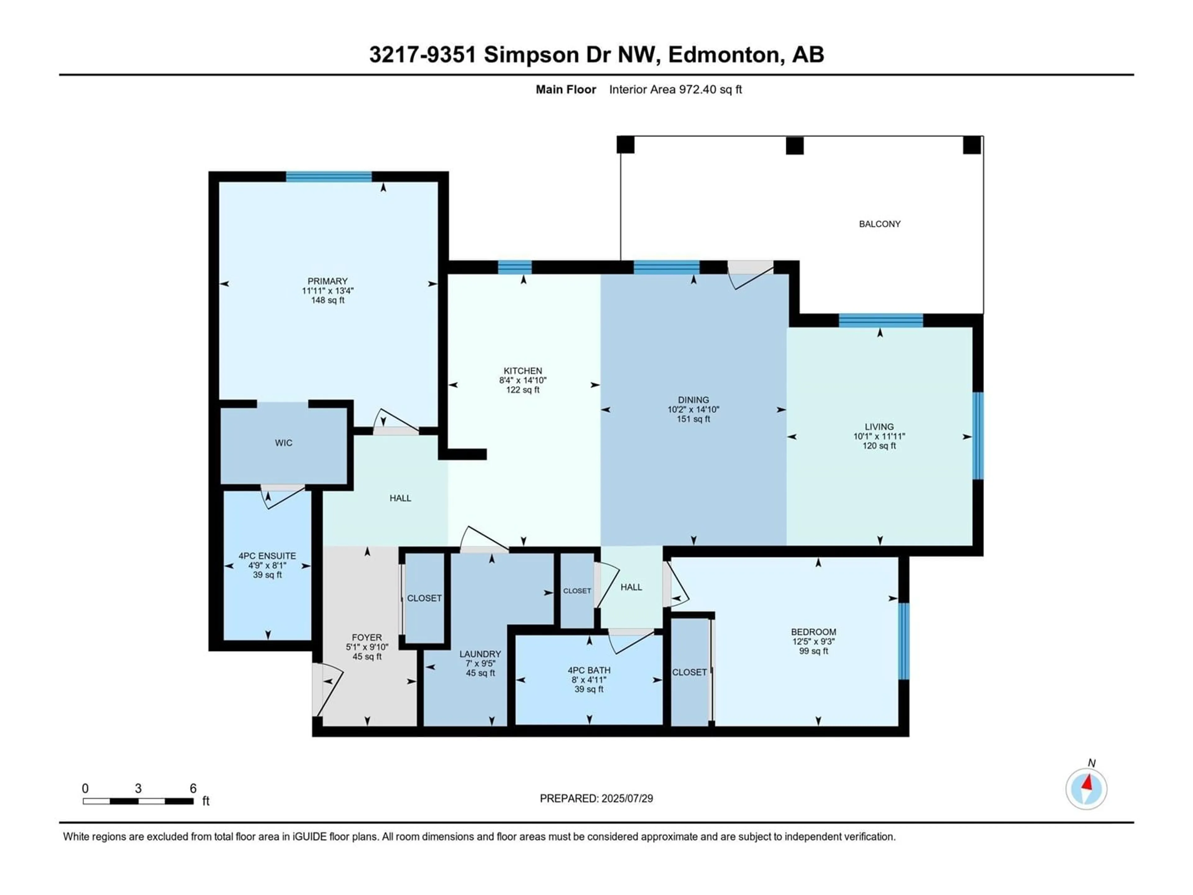 Floor plan for 9351 - 3217 SIMPSON DR, Edmonton Alberta T6R0W4