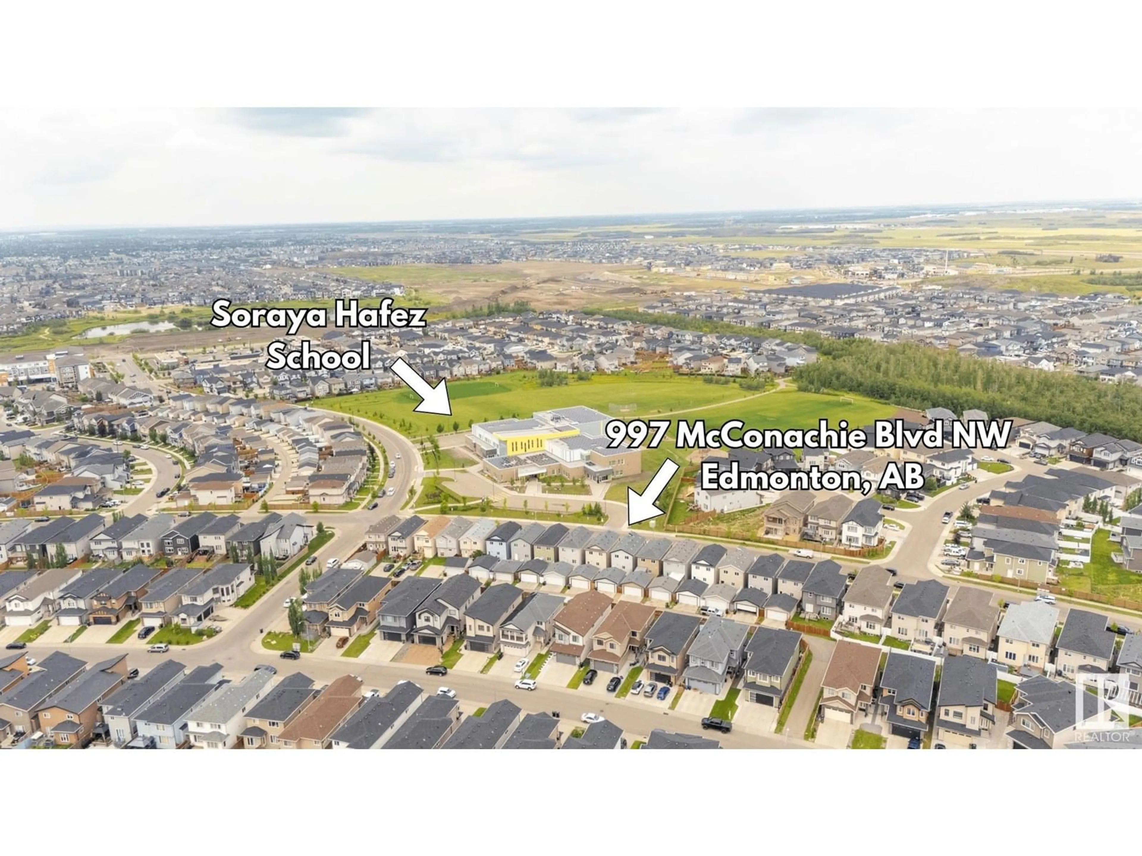 A pic from outside/outdoor area/front of a property/back of a property/a pic from drone, street for 997 MCCONACHIE BV, Edmonton Alberta T5Y3N3