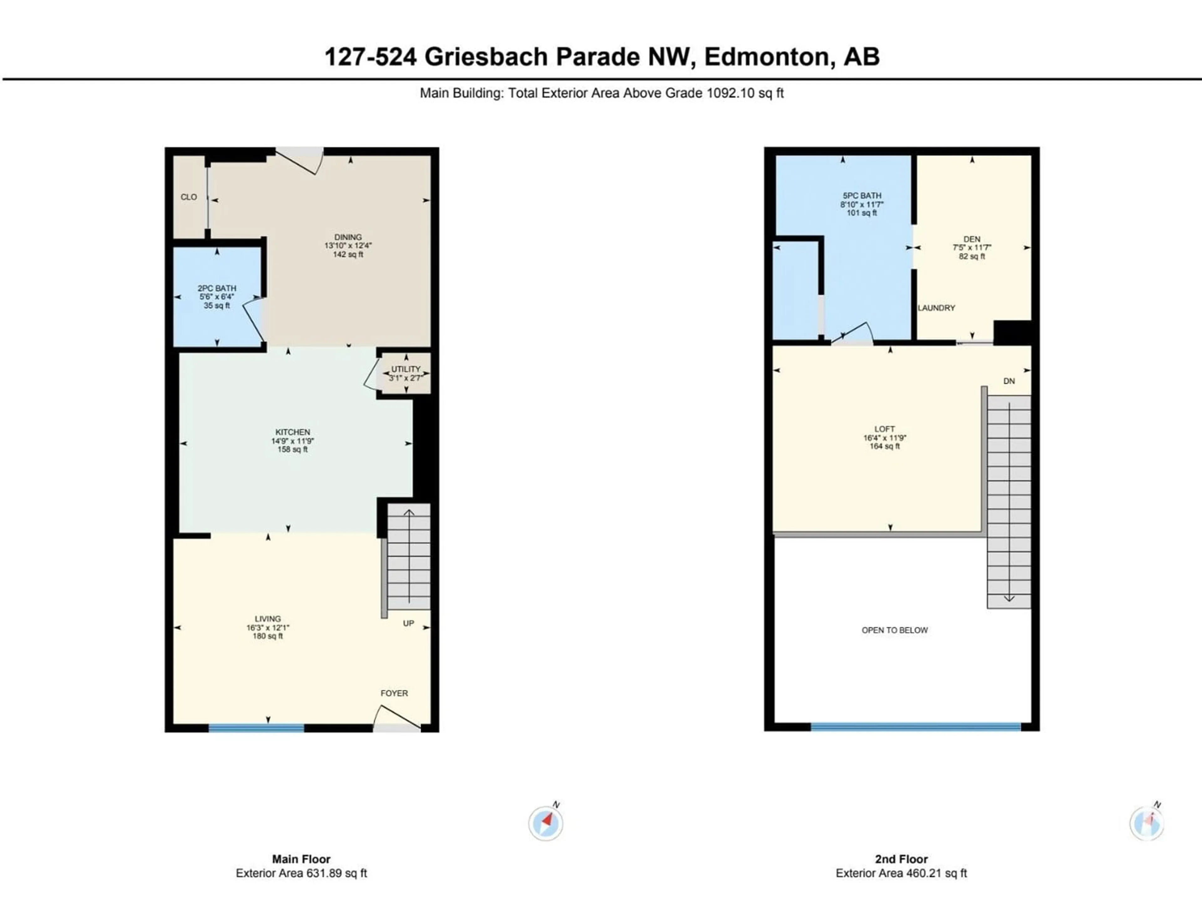 Floor plan for 127 524 GRIESBACH PR NW, Edmonton Alberta T5E6X2