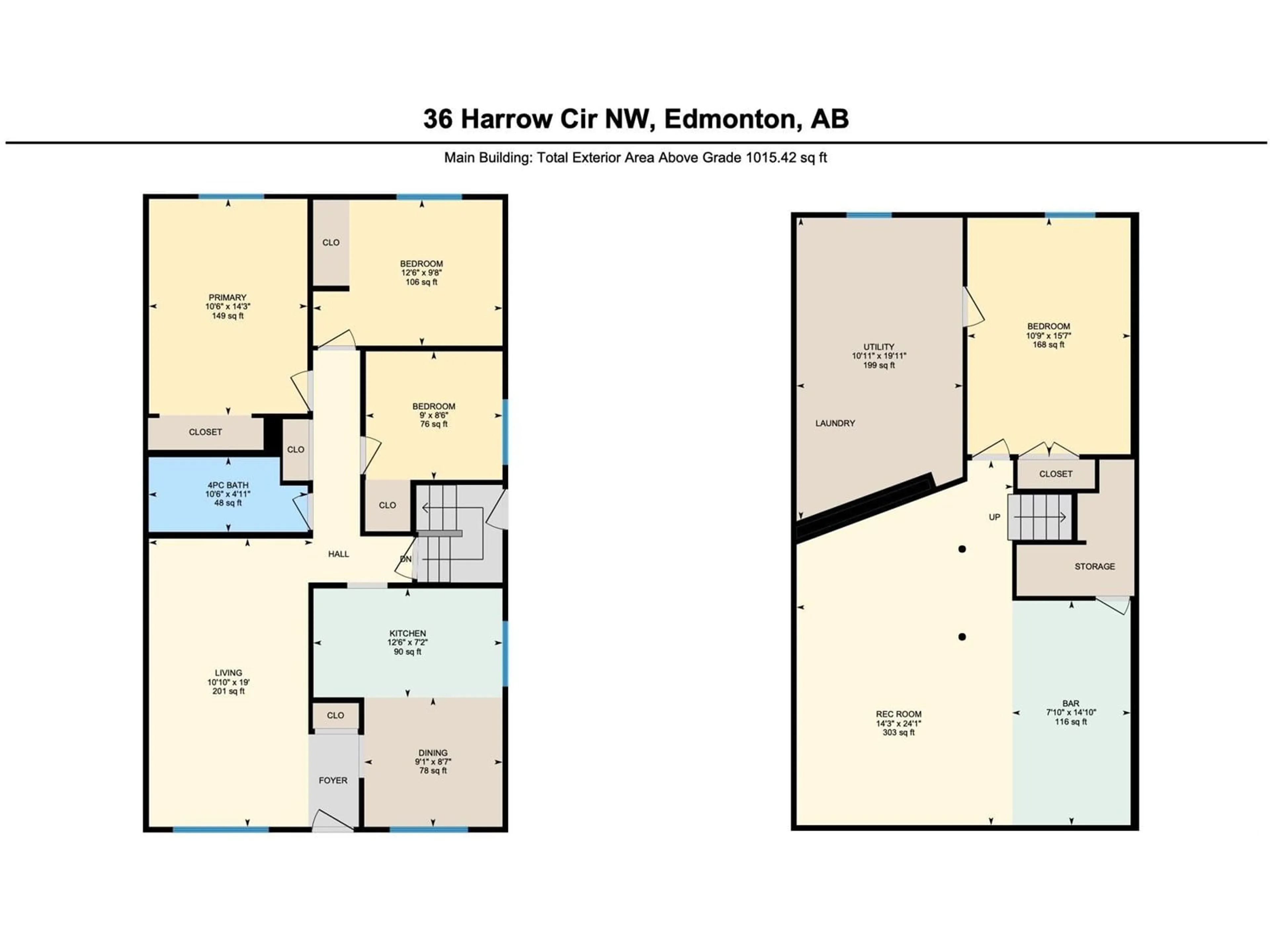 Floor plan for 36 HARROW CIRCLE, Edmonton Alberta T5A2S5