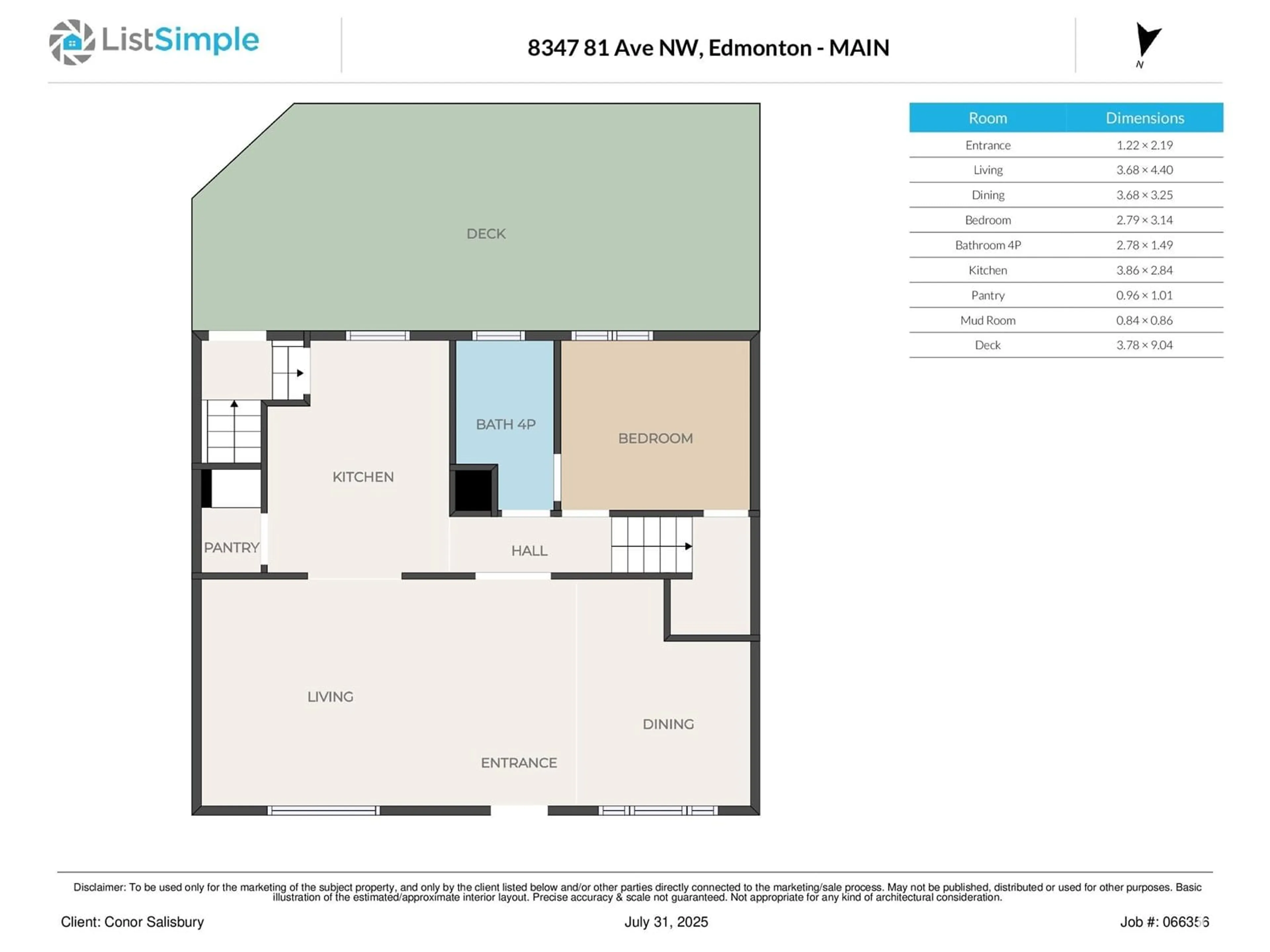 Floor plan for 8347 81 AV, Edmonton Alberta T6C0W1