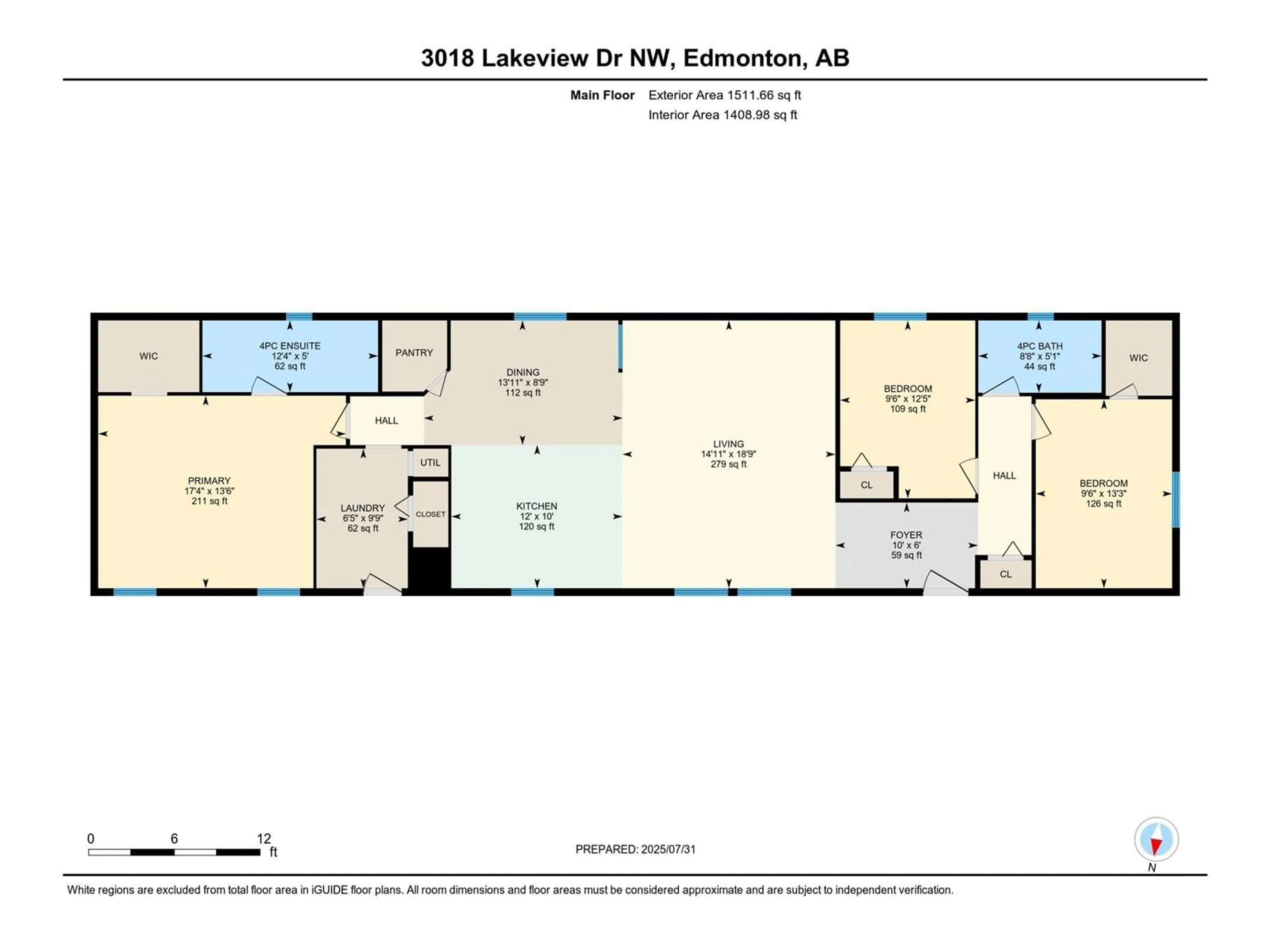 Floor plan for 3018 LAKEVIEW DRIVE, Edmonton Alberta T5S1T7