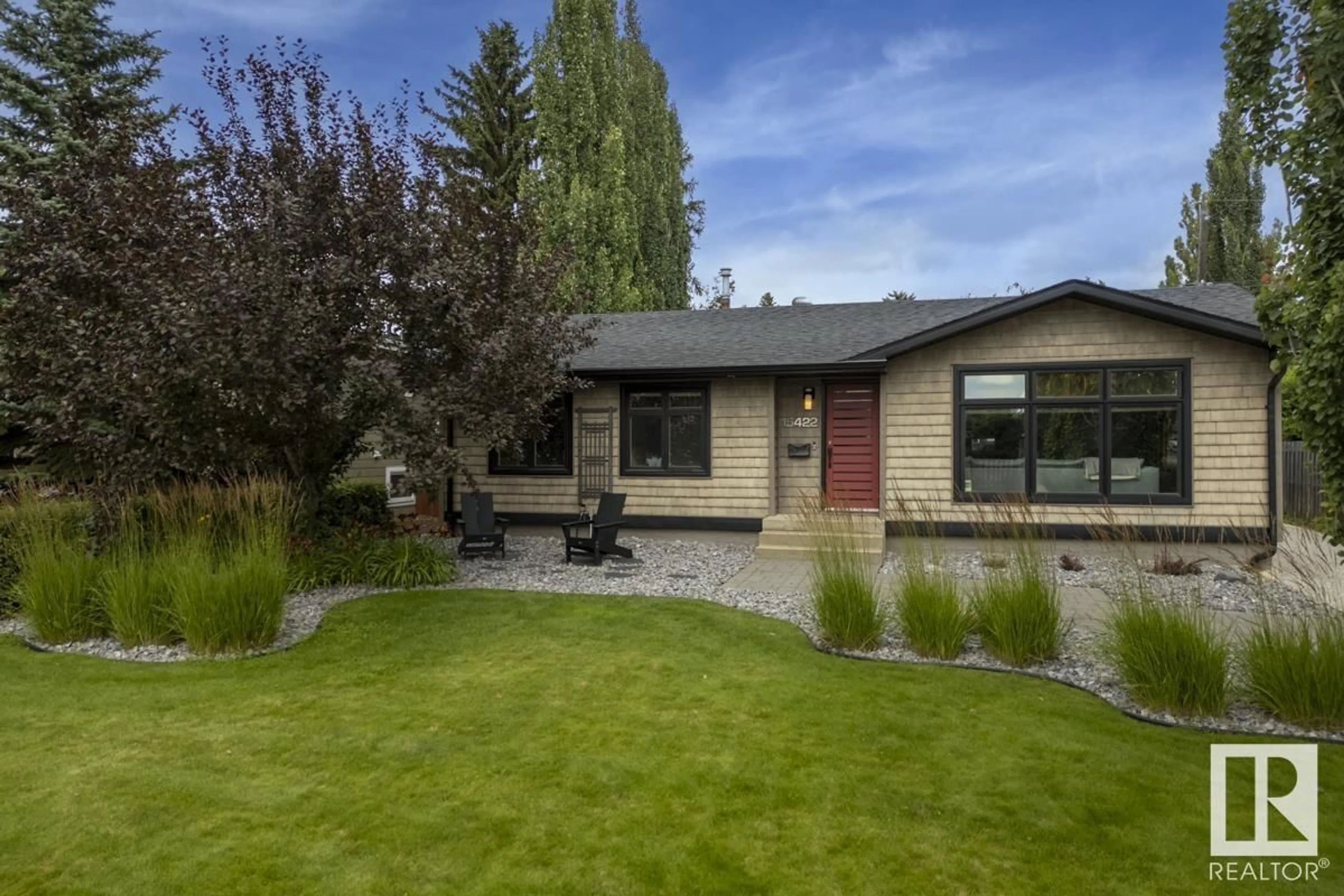 Home with vinyl exterior material, street for 15422 74 AV, Edmonton Alberta T5R2Y4