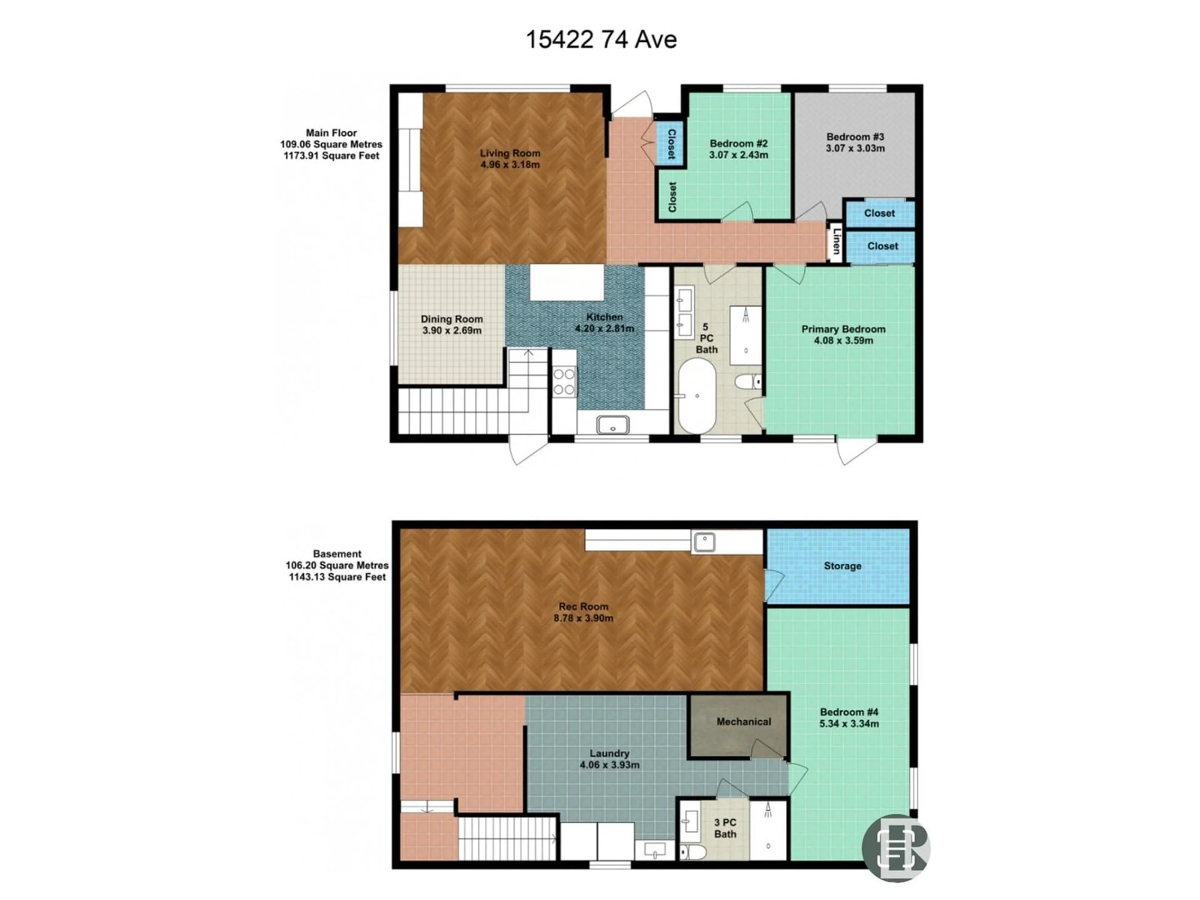 Floor plan for 15422 74 AV, Edmonton Alberta T5R2Y4
