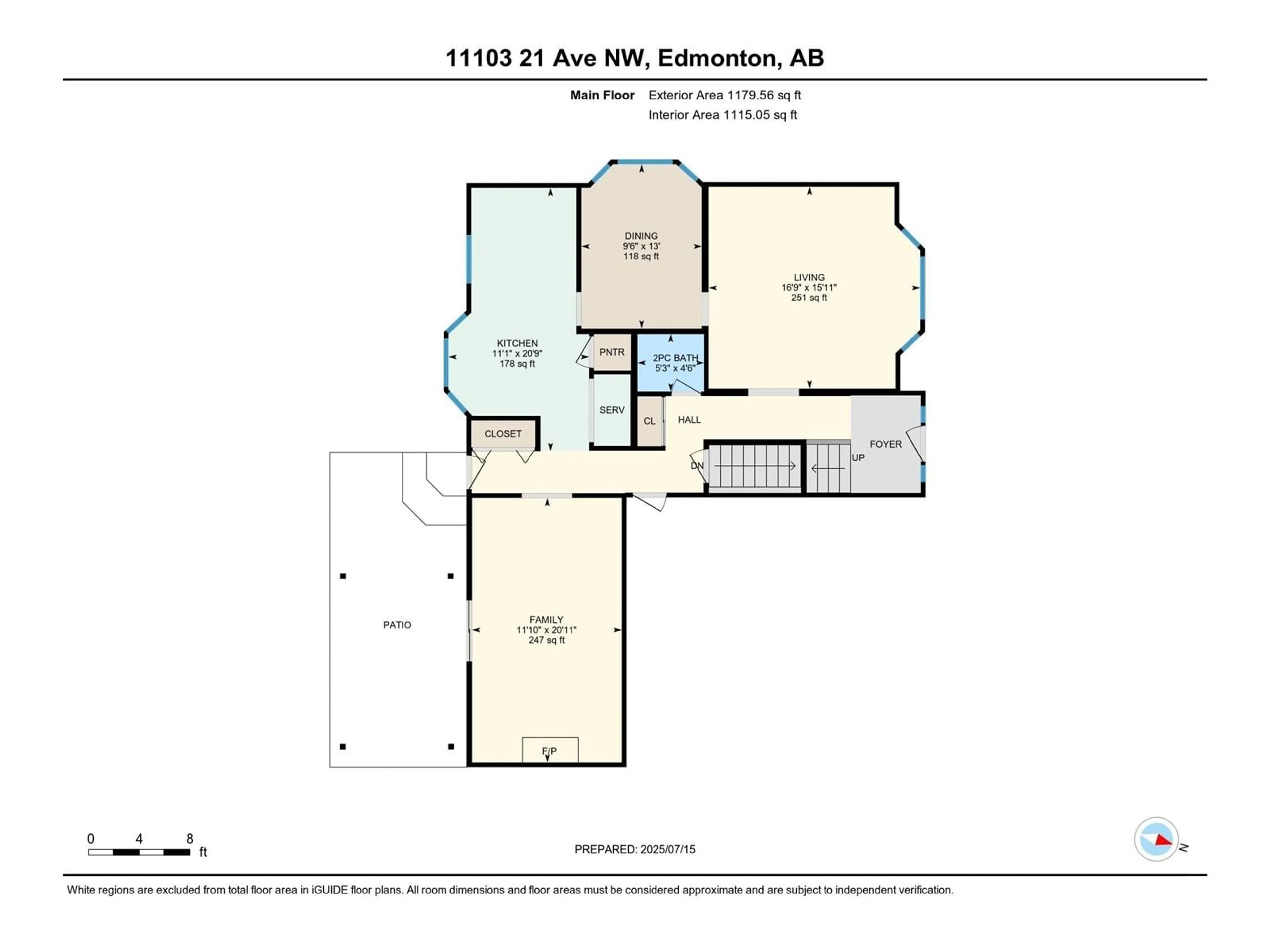 Floor plan for 11103 21 AV, Edmonton Alberta T6J5C7