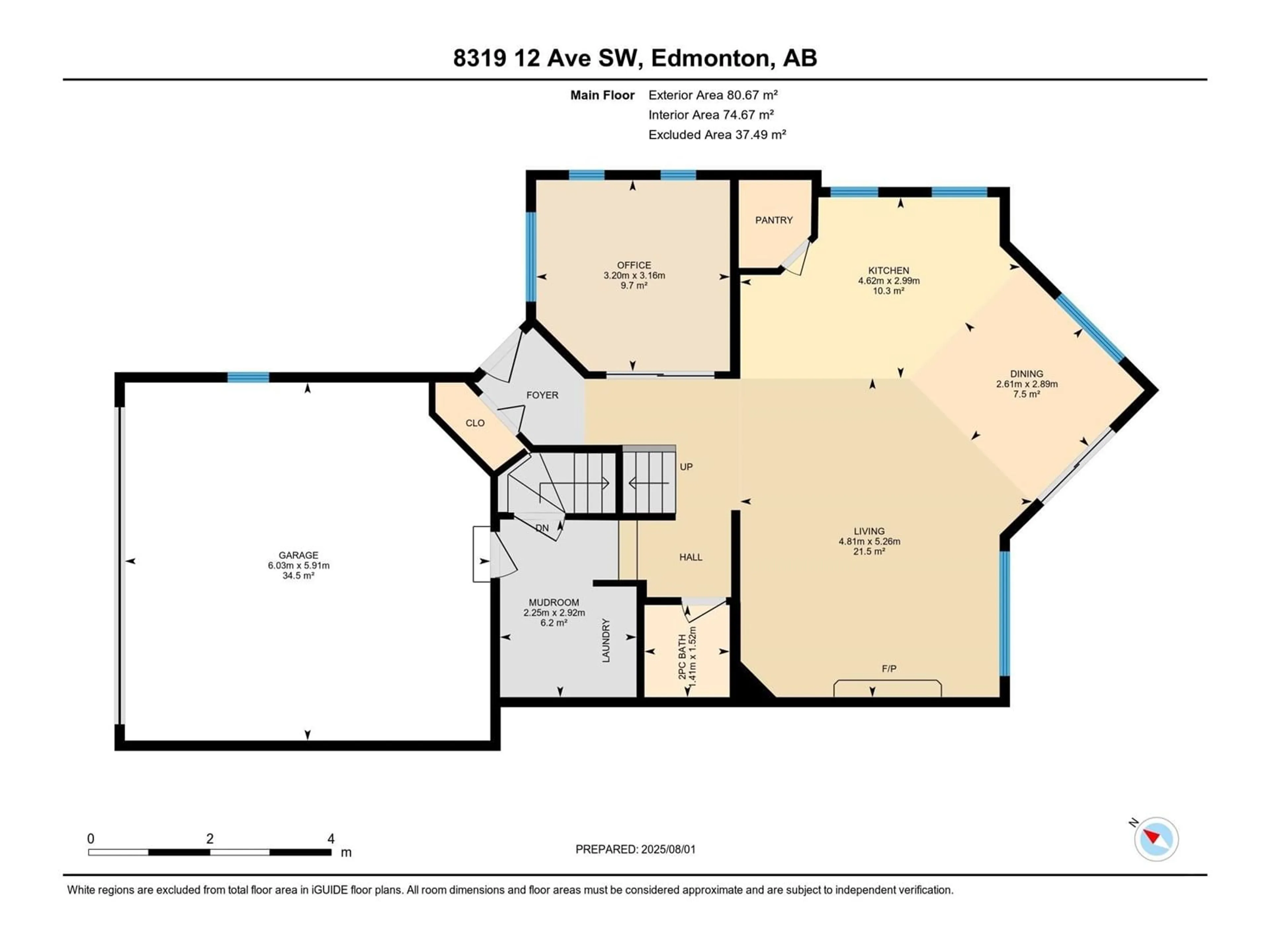 Floor plan for SW - 8316 12 AV, Edmonton Alberta T6X1E3