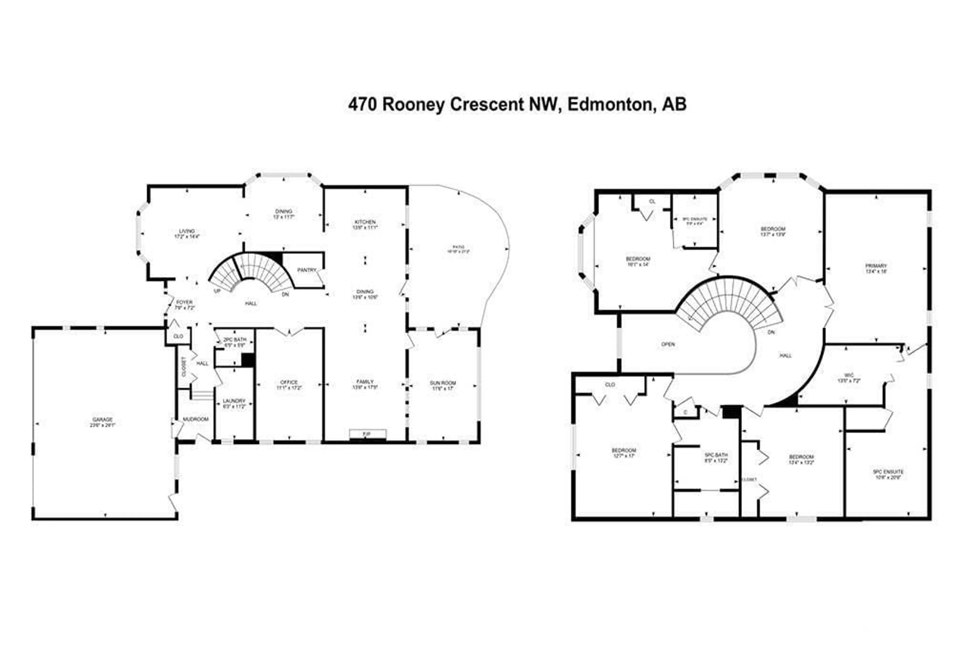 Floor plan for 470 ROONEY CR, Edmonton Alberta T6R1C8