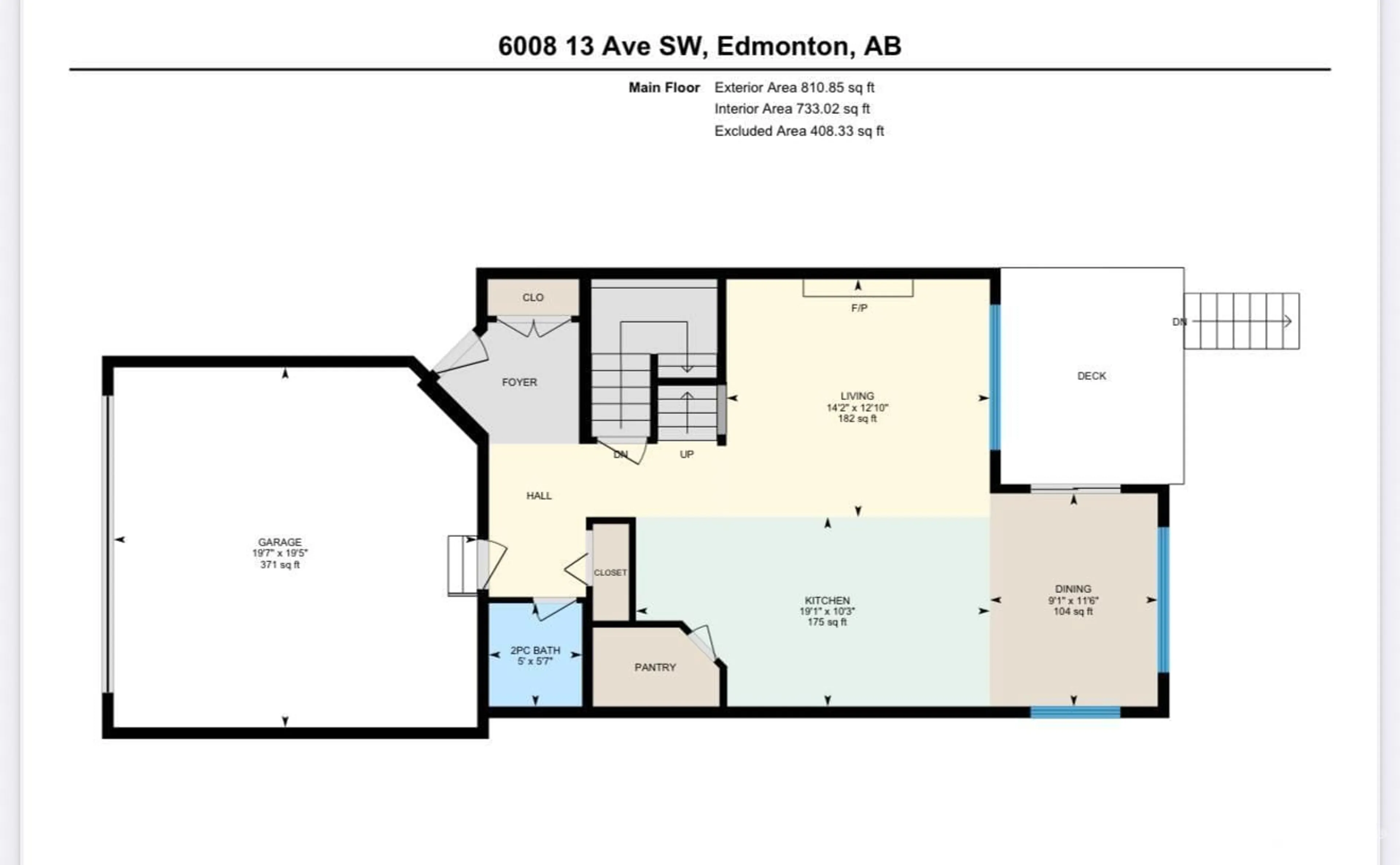 Floor plan for 6008 13 AV, Edmonton Alberta T6X0M7