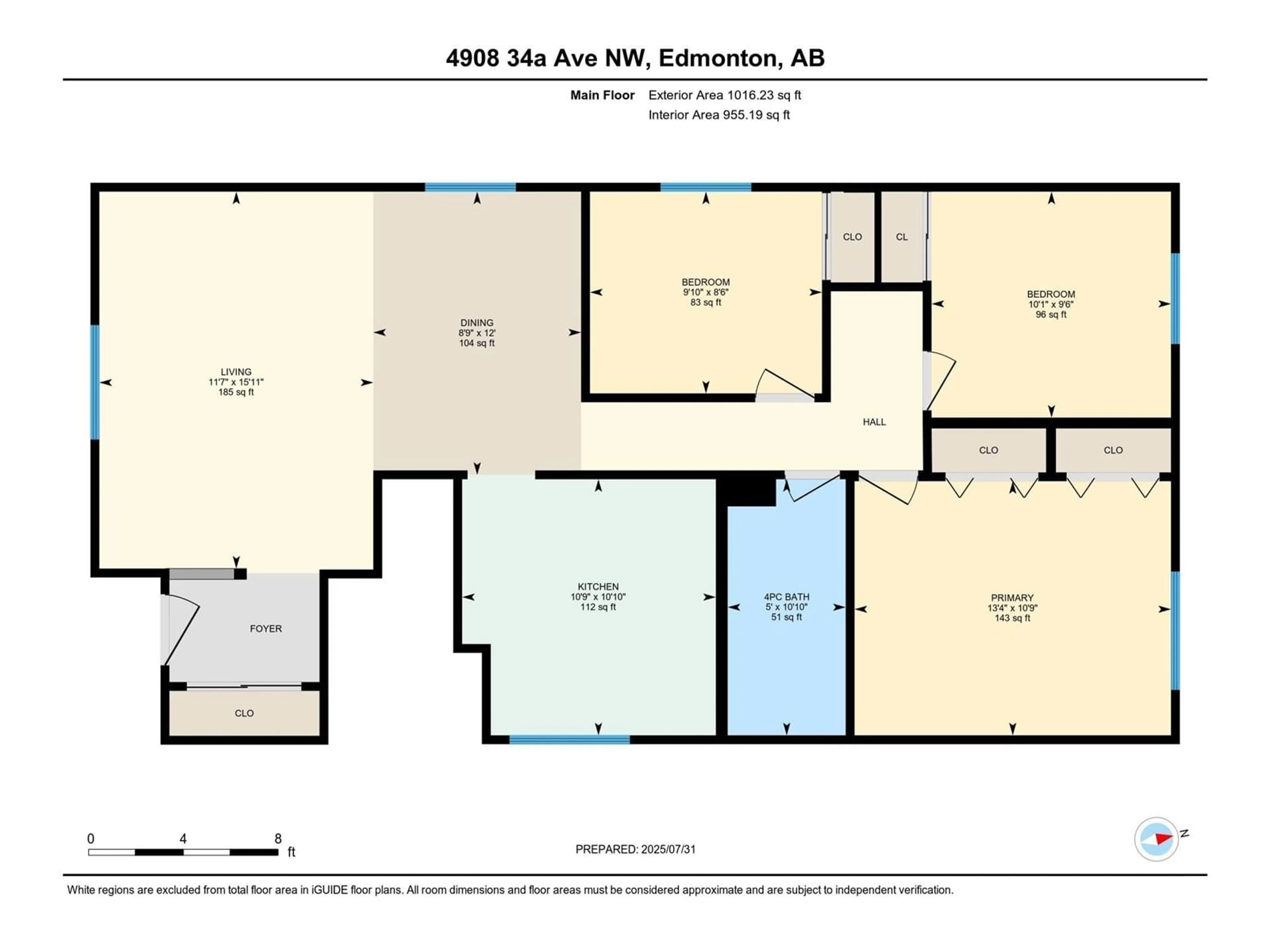 Floor plan for 4908 34A AV, Edmonton Alberta T6L4B6