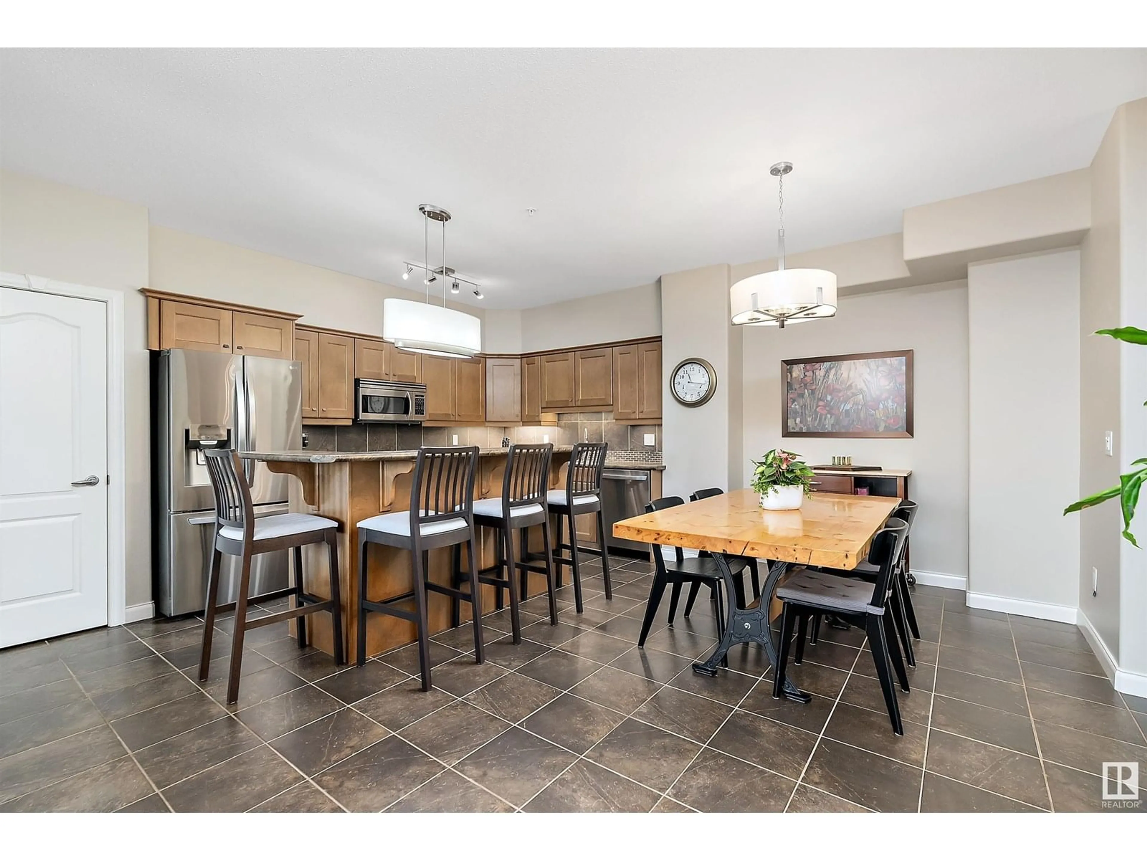 Open concept kitchen, ceramic/tile floor for #134 - 1406 HODGSON WY, Edmonton Alberta T6R3K1