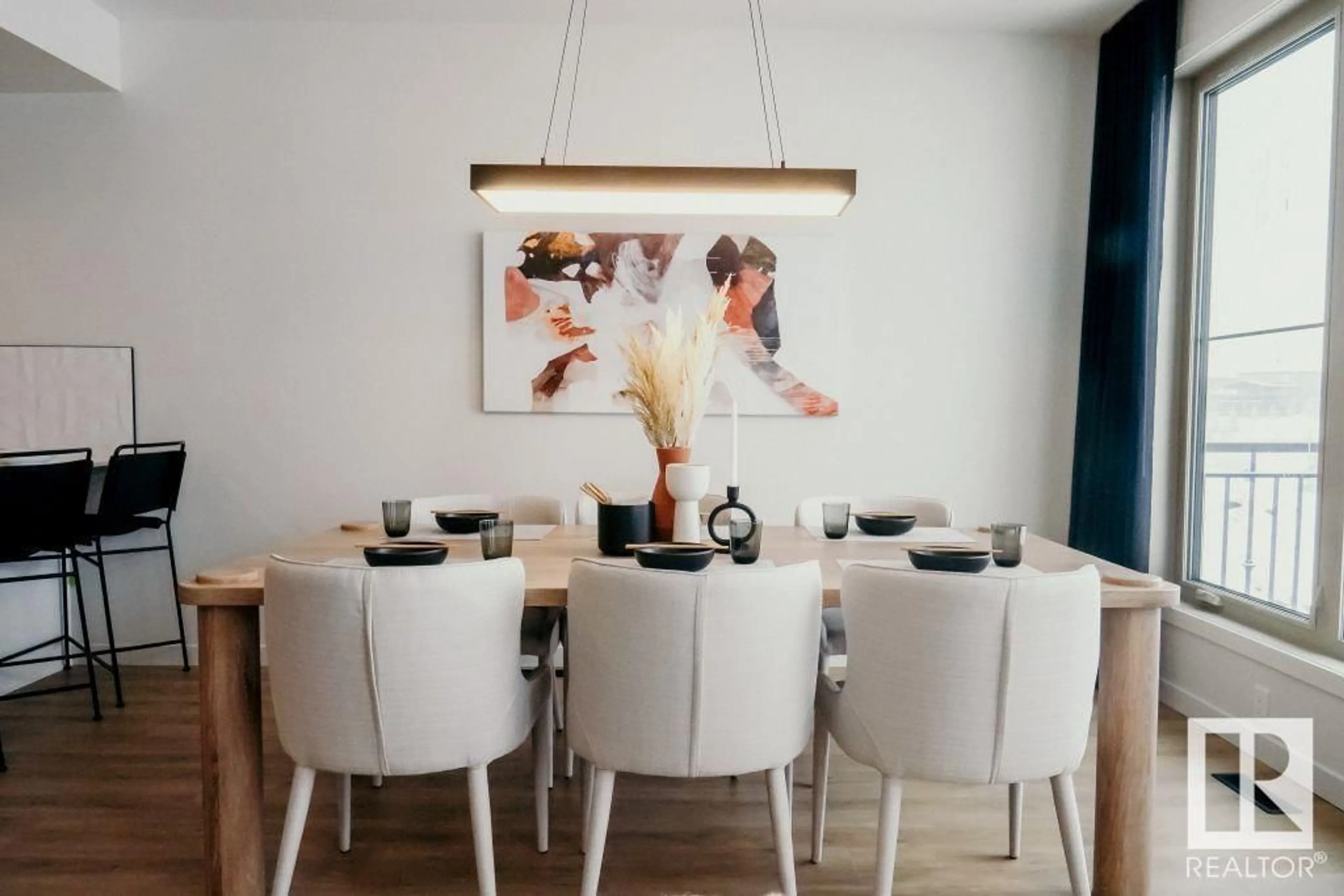 Dining room, wood/laminate floor for 34 GAMBEL LO, Spruce Grove Alberta T7X4B9