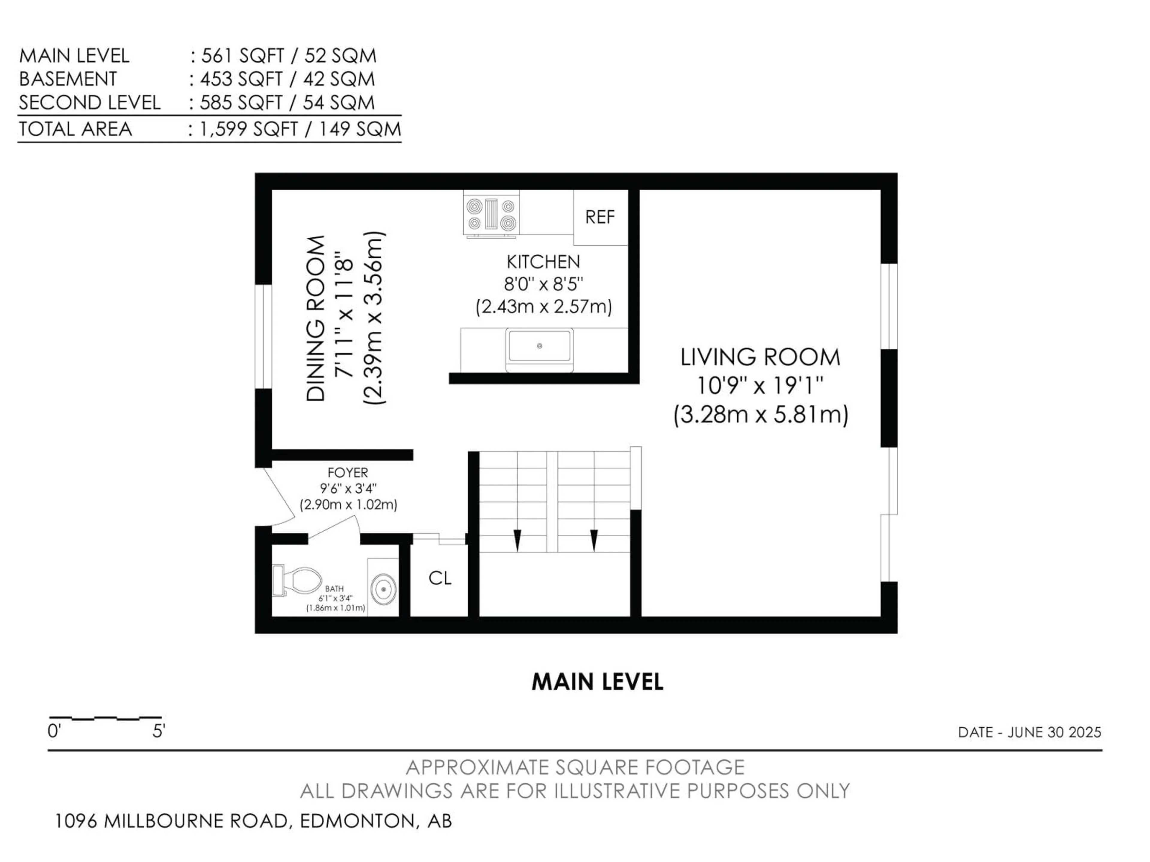 Floor plan for 1096 MILLBOURNE E NW, Edmonton Alberta T6K1W1