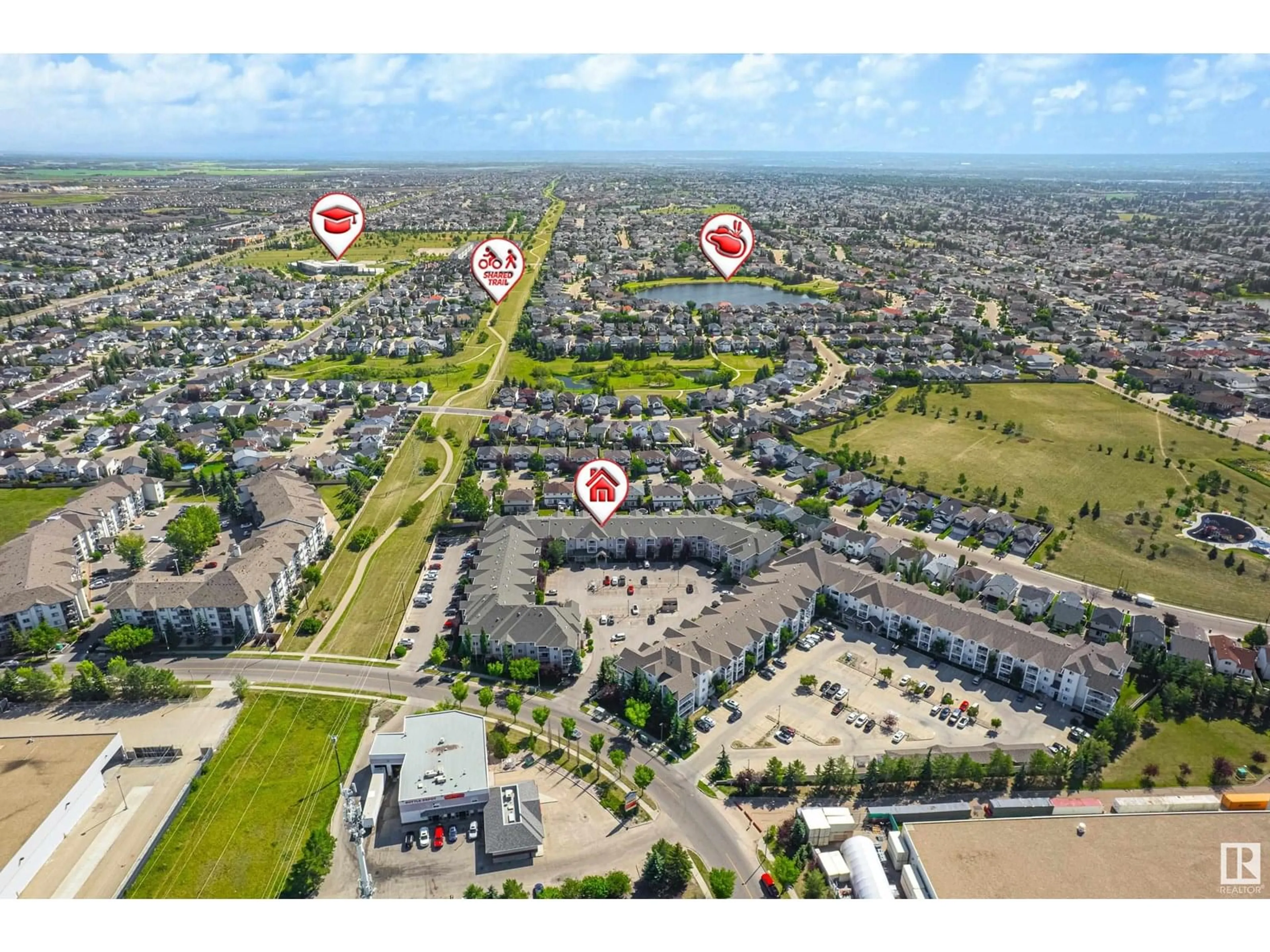 A pic from outside/outdoor area/front of a property/back of a property/a pic from drone, street for #339 - 16221 95 ST NW, Edmonton Alberta T5Z3V3