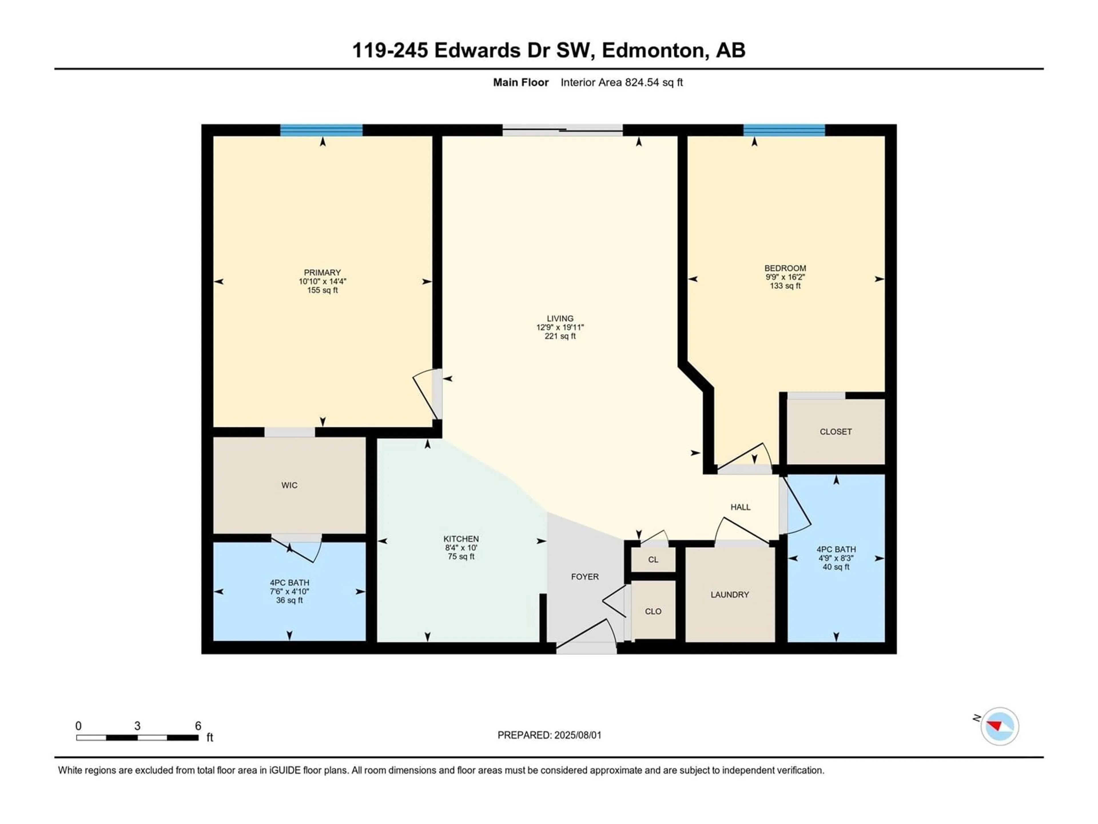 Floor plan for 245 - 119 EDWARDS DR, Edmonton Alberta T6X1J9