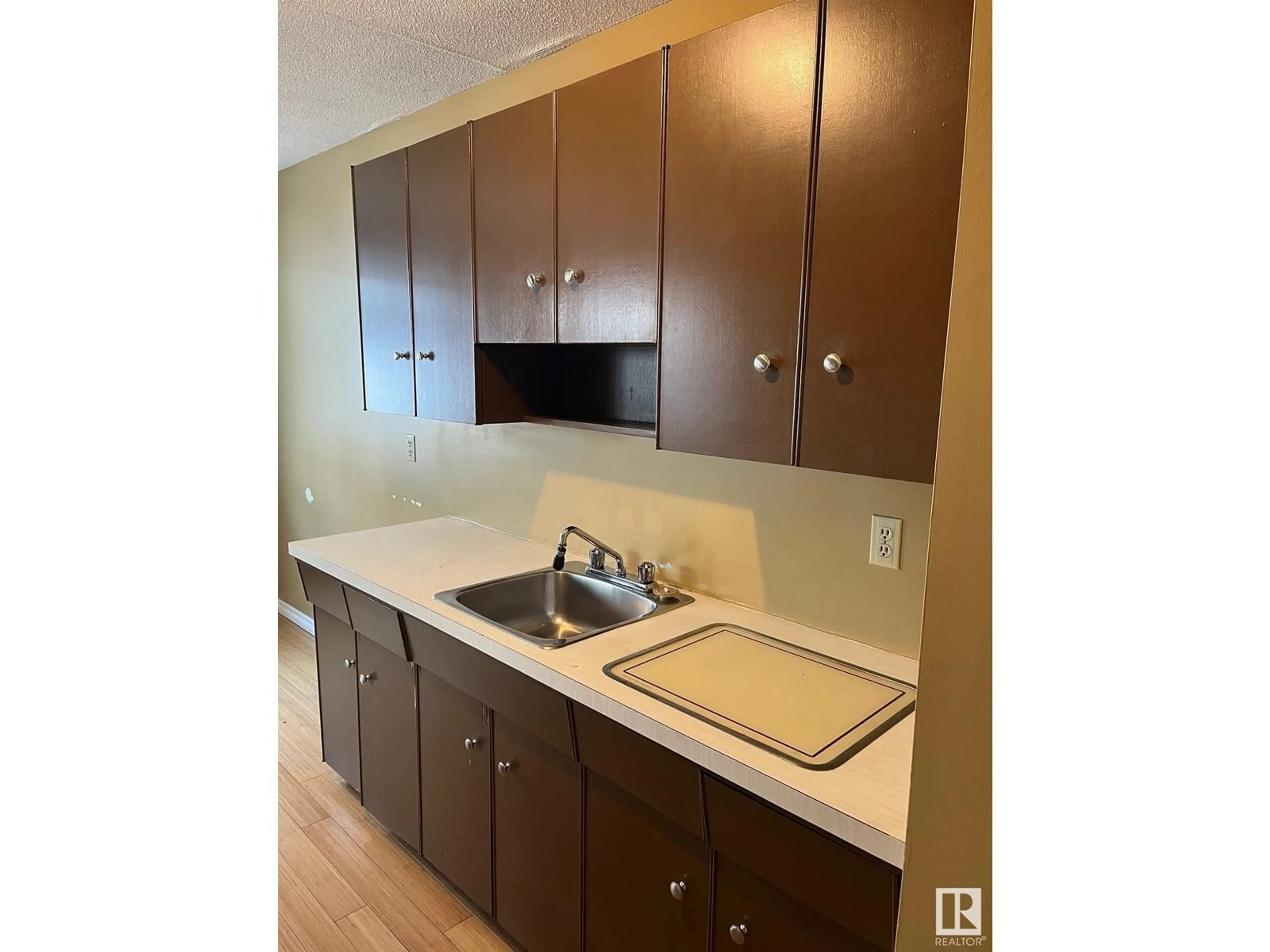 Standard kitchen, wood/laminate floor for #203 - 8524 GATEWAY BV, Edmonton Alberta T6E4B5