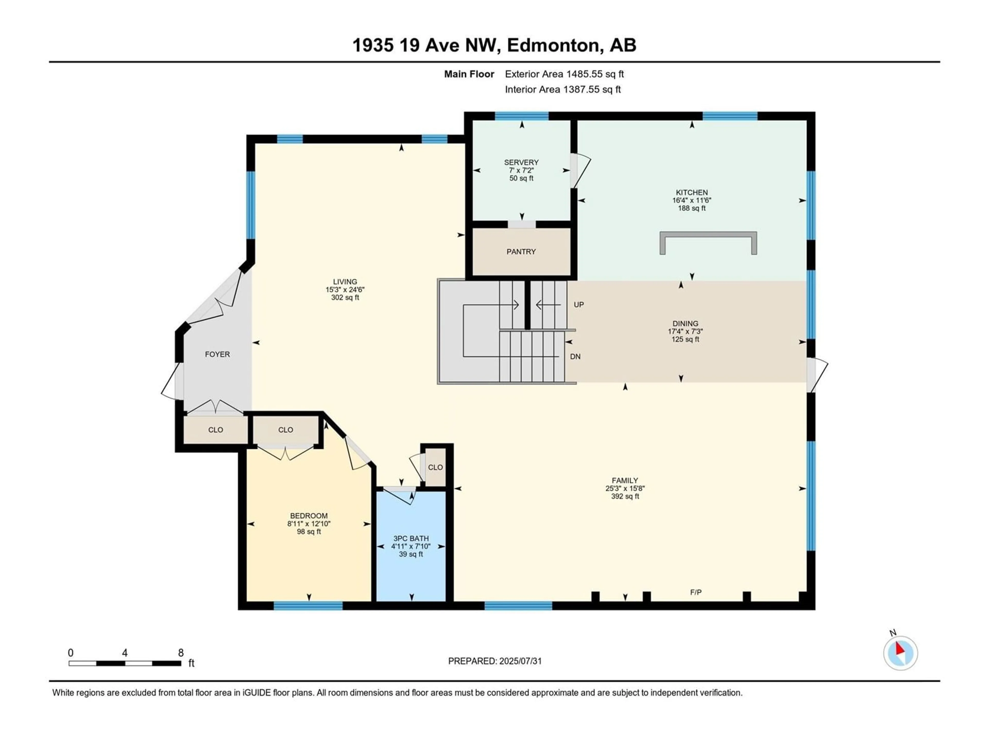 Floor plan for 1935 19 AV, Edmonton Alberta T6T2K8