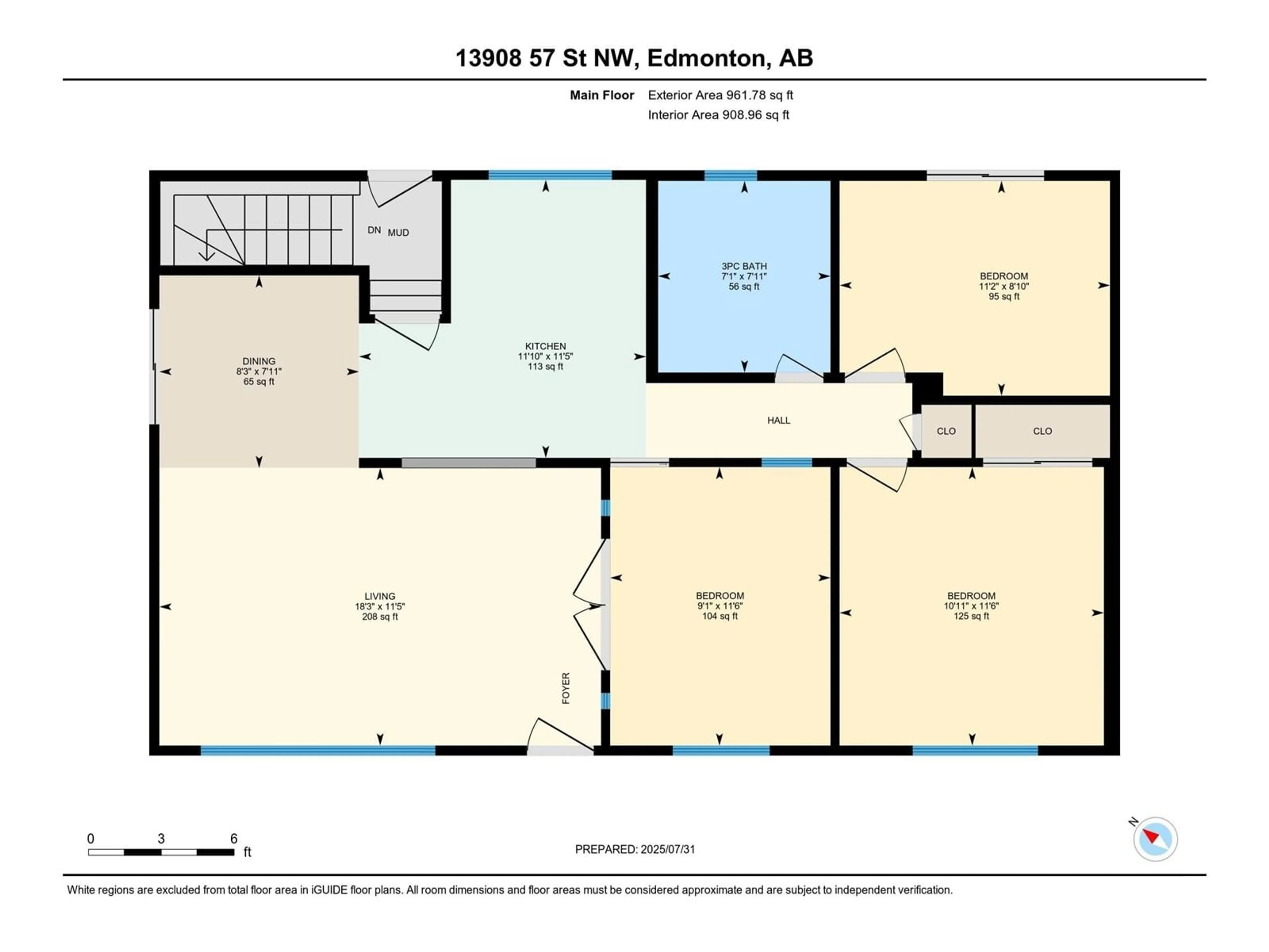 Floor plan for 13908 57 ST, Edmonton Alberta T5A1M6
